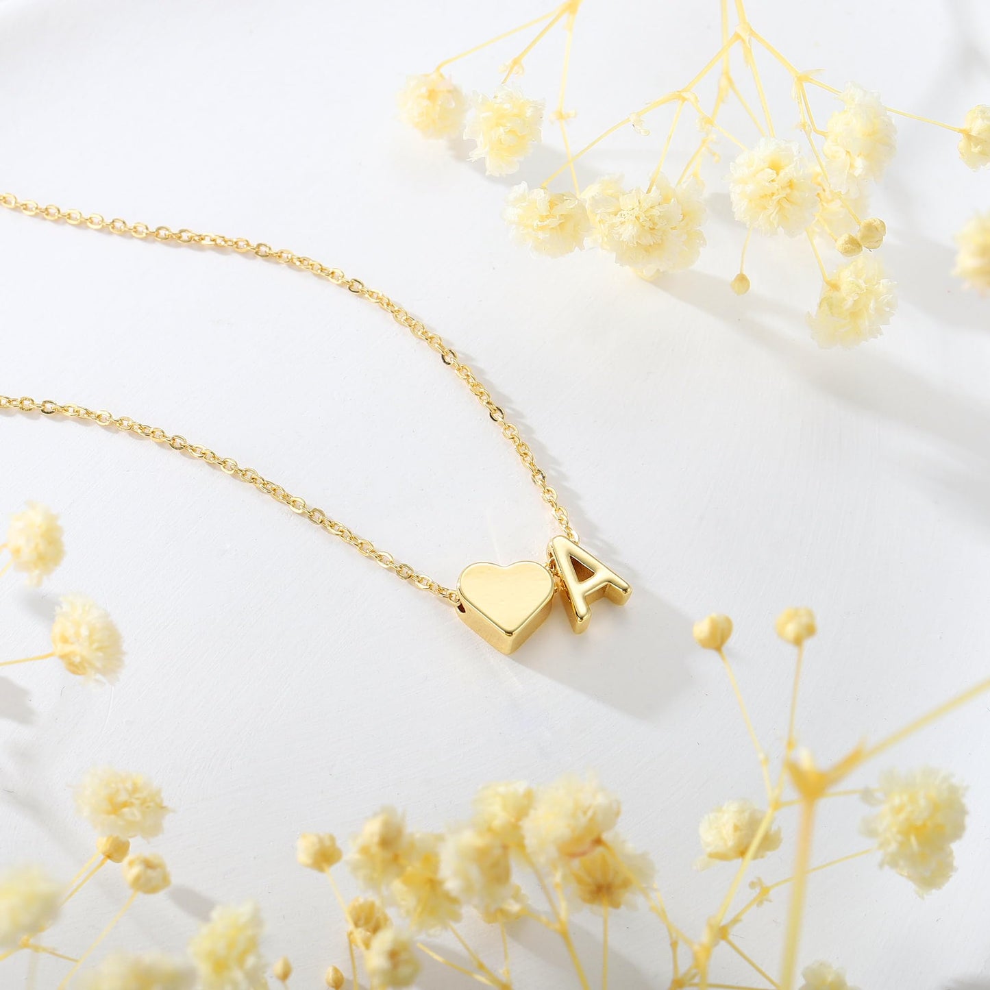 Turandoss Heart Necklaces for Women Trendy, 18K-Gold-Plated Tiny Heart Initial C Dainty Birthday Gifts Initial Necklaces for Women Jewelry
