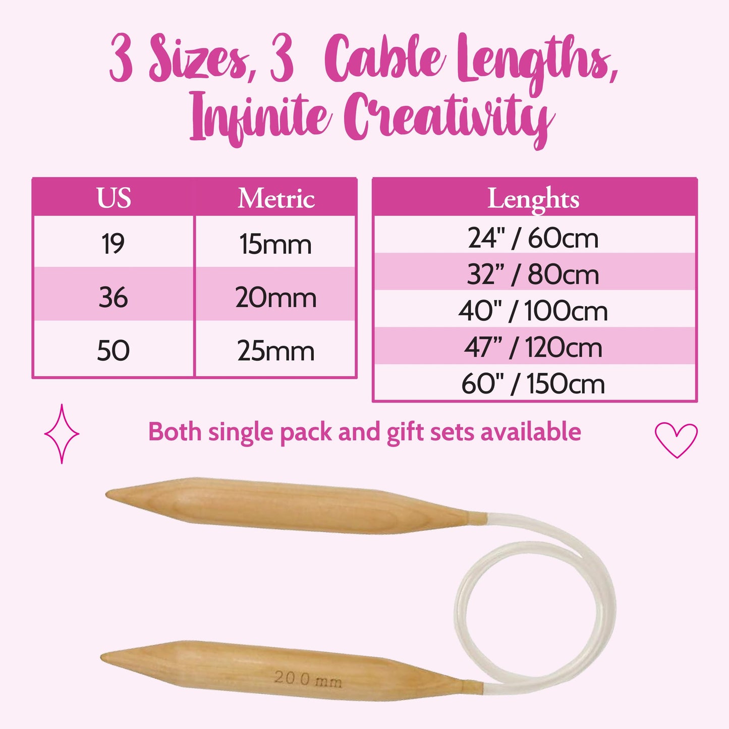 KnitPal 60-inch (150cm) Thick Oak Wooden Circular Knitting Needles with Cable - US Size 50 (25mm) - Large Knitting Needles for Chunky Yarn with eBook