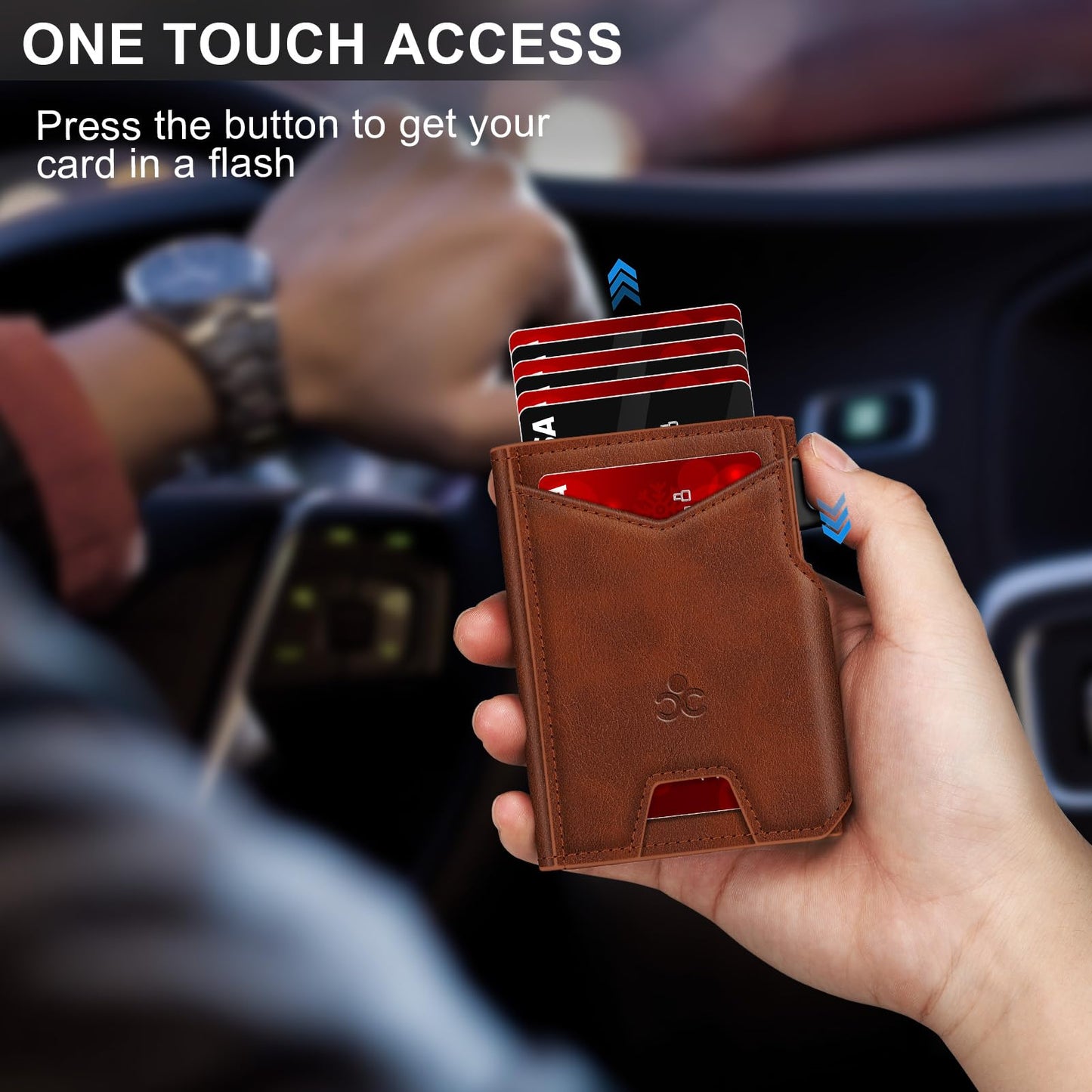 Wallet for Men Wallet with Slim Pop Up Card Holder 9-13 Cards, Bifold Minimalist Smart Wallet RFID Blocking Credit Card Holder with ID Window & Stretchable Cash Slot Compact Metal Aluminum Card Case