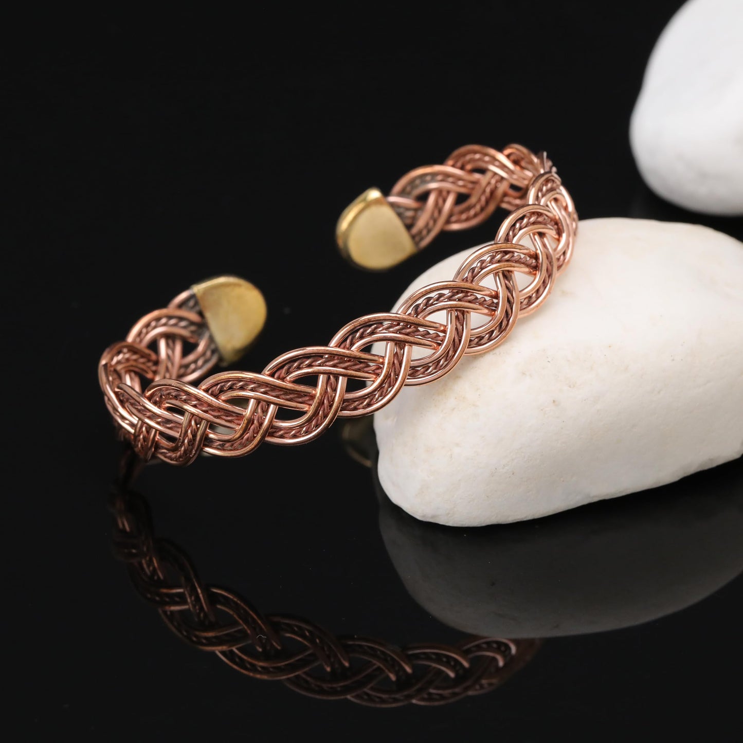 Handmade Elegant Copper Bracelet for Women - Pure Copper Bracelet for Pain Relief and Stress Relief - Adjustable Entwisted Copper Bracelet to Fit many Size Wrist(fancy knitted) (fancy knitted)