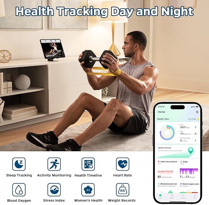 Smart Ring Health Tracker, Sleep Tracker Ring with Heart Rate, Waterproof Fitness Ring for Activity Monitoring/Steps/Distance/Calories, Air Gestures,Up to 7-Day Battery, for iOS and Android (Black,#9)