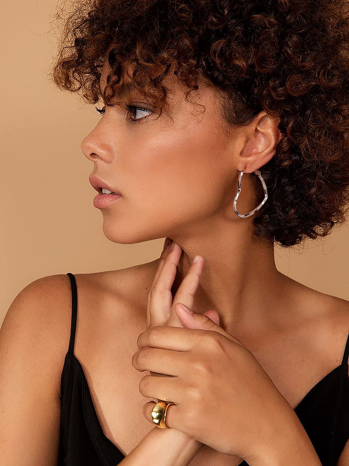 GLOQUAT Silver Plated Heart Hoop Earrings for Women Fashion Large Dangle Earring Heart Shaped Hoop Earrings Thin Hoops Lightweight and Hypoallergenic Trendy Valentie's Gift for Girlfriend Lover 40mm