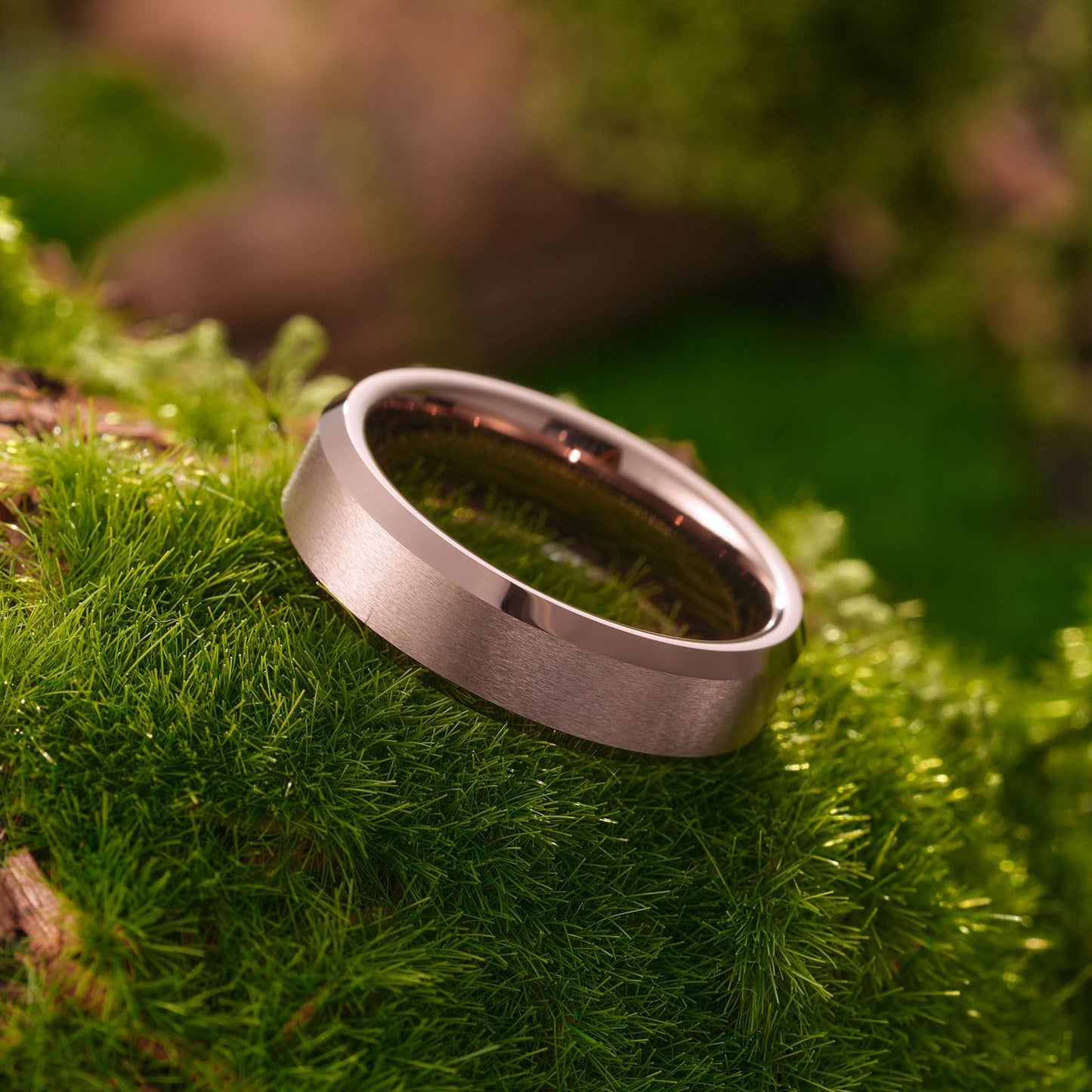 King Will Brown Basic Tungsten Rings For Men 6mm Wedding Band Polished Edge Brushed Matte Promise Ring Comfort Fit, Size 11
