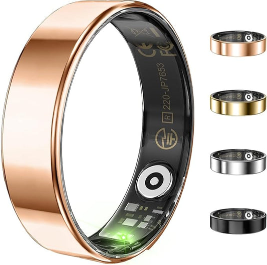 Ultra-thin Smart Ring for Women Men, Activity Fitness Tracker, Waterproof Fitness Ring with Sleep Tracker,24/7 Heart Rate Monitor,Step Counter,Calorie Pedometer,No APP Fee,for iOS Android(RoseGold#11)