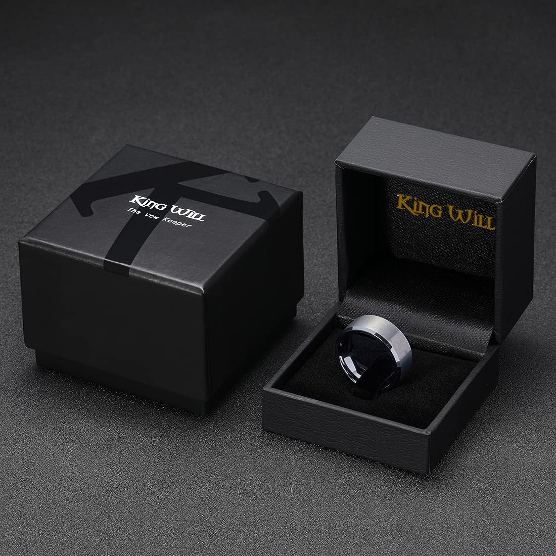 King Will Silver 9mm Men's Wedding Ring - Brushed Matte Finish, Beveled Polished Edge, Comfort Fit Size 7