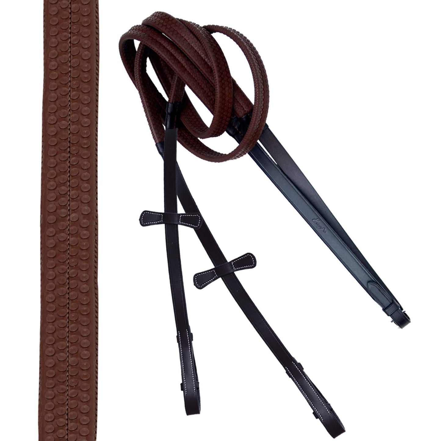 ExionPro English Hunter Jumping Bridle for Horses with Removable Flash Soft Yet Strong Rubber Reins | Royal Hunter Bridle | English Bridle for Horses (Havana, Cob)