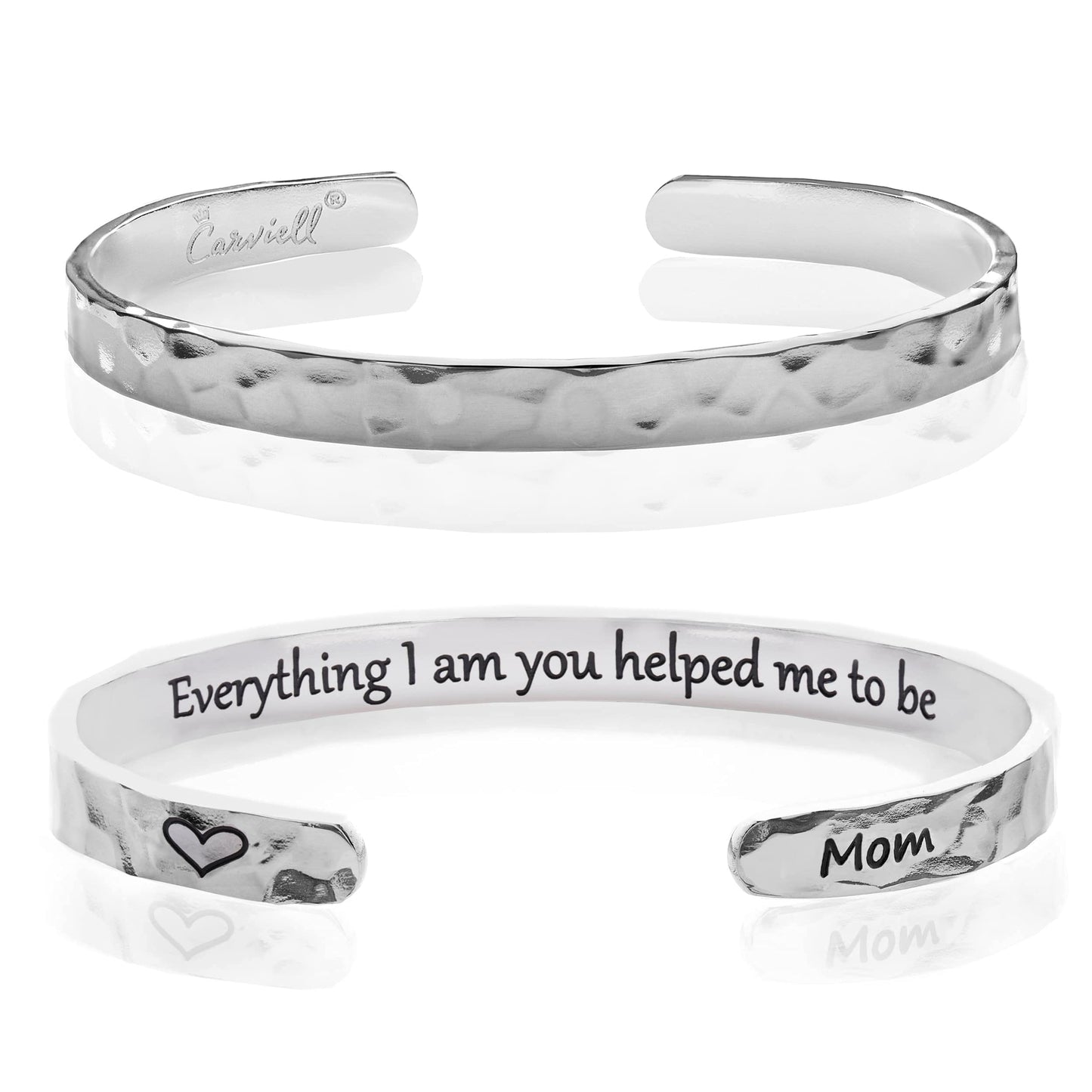 Carviell Bracelets Gifts for Mom, Stainless Steel Cuff, Mom Birthday Gifts from Daughter, Mother of the Bride Gifts, Mother's Day Present