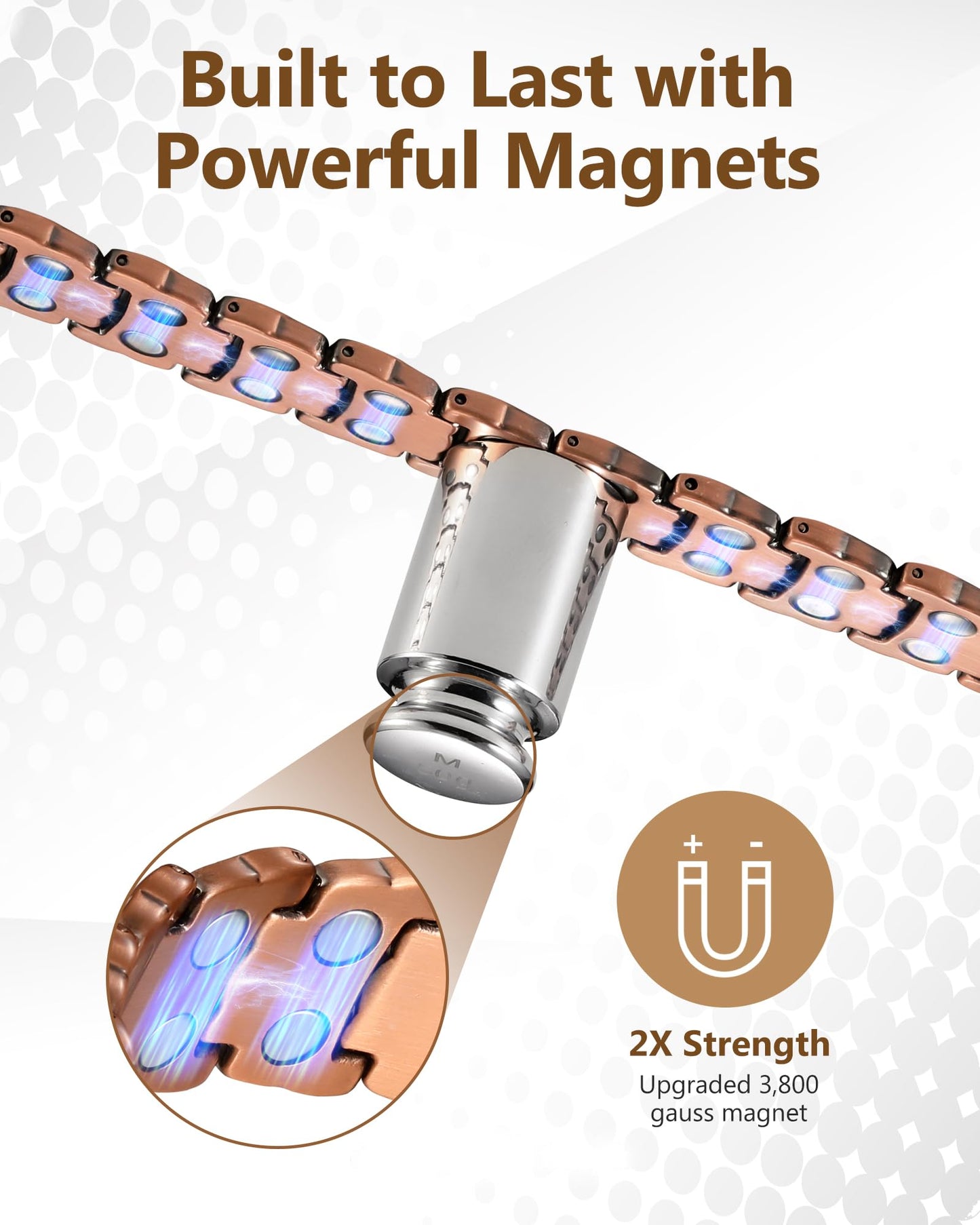 Feraco Copper Cross Bracelet for Men,Magnetic Therapy Bracelet Copper Jewelry with Powerful 3800 Gauss Magnets,Cooper Bracelet for Man