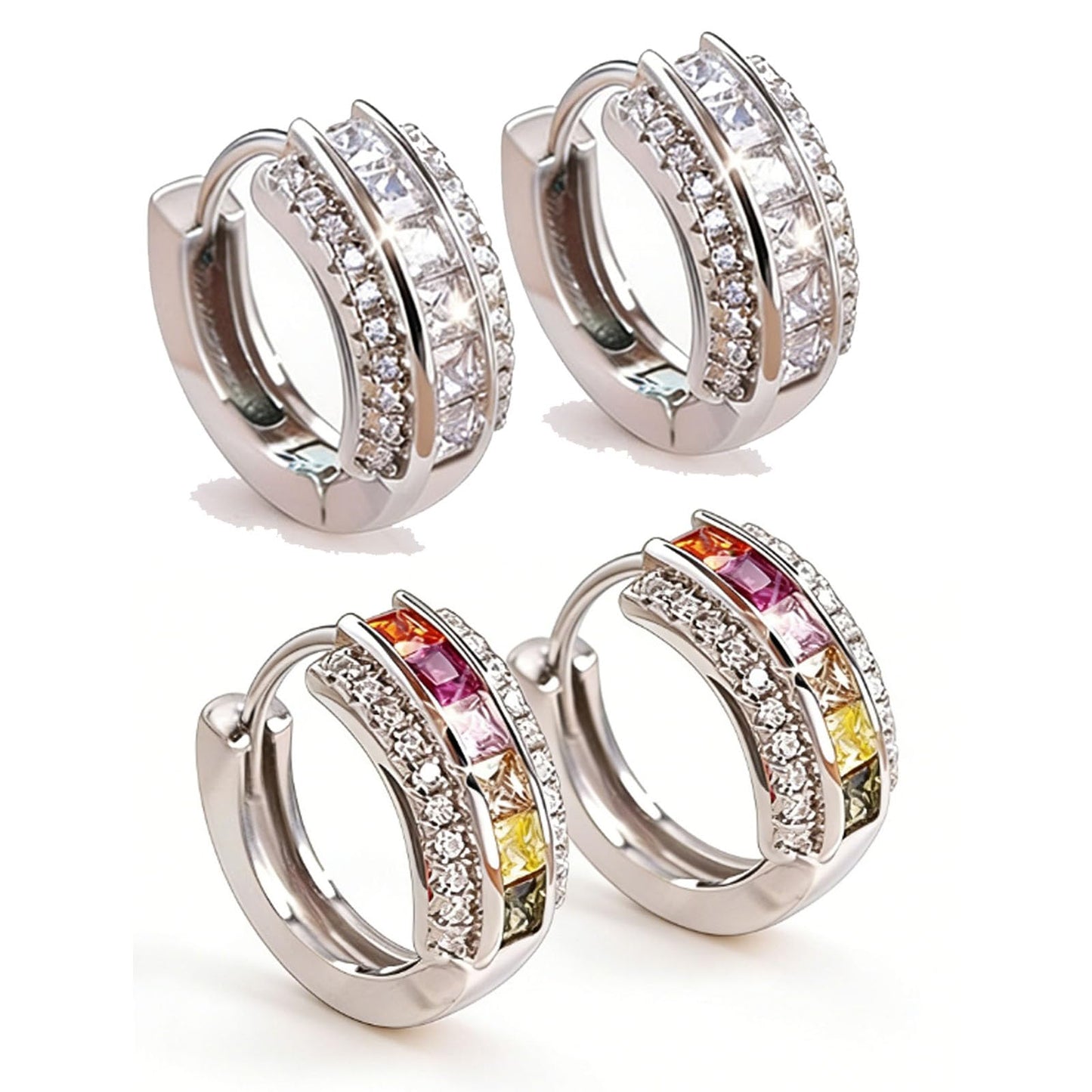 Histone Lymphatic Earring For Women, Lovefinity™ Honorable Joy Halolux Lymphvity Magnetotherapy Germanium Earrings Hoop Jewelry Gifts (CZ Colorful+White)