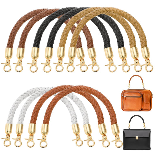 Mezchi 10 Pack 5 Colors 12" Shoulder Bag Purse Handles, Short PU Leather Purse Straps for Handbags, Braided Handbag Handles Replacement with Lobster Buckles for Bag DIY Accessories