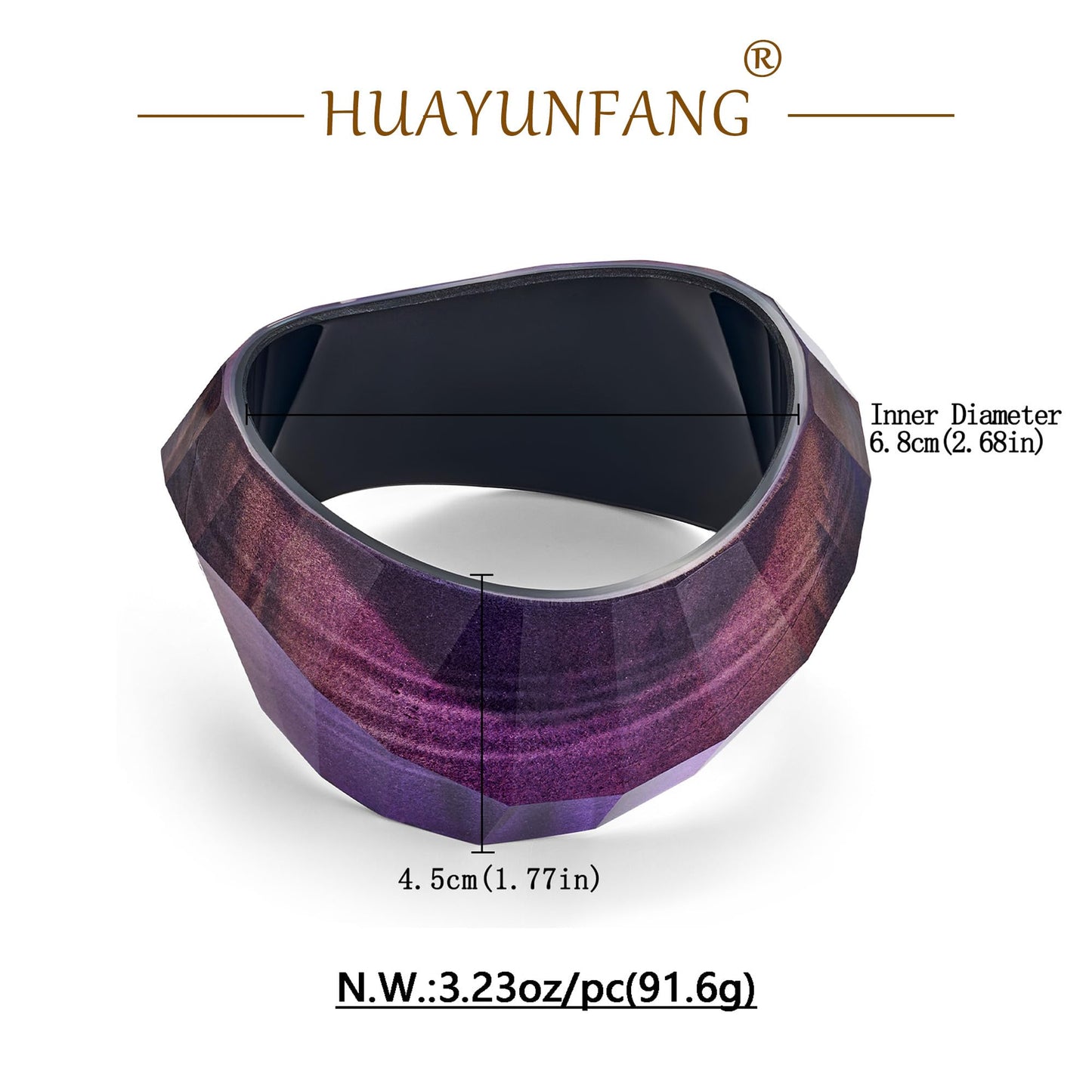 HUAYUNFANG Punk Chunky Acrylic Resin Bangle Bracelet for Women Purple Wide Irregular Geometric Acrylic Bracelets Bold Statement Bracelet Jewelry