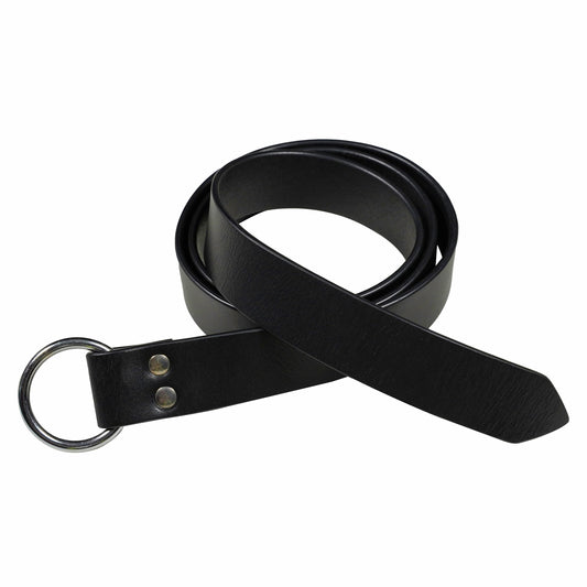 Mythrojan Medieval O Ring Belt Viking Leather Belt with 100% Genuine Leather for Medieval Events, LARP, Renaissance, Ren Faire, Costume Parties - Black, 60 Inches