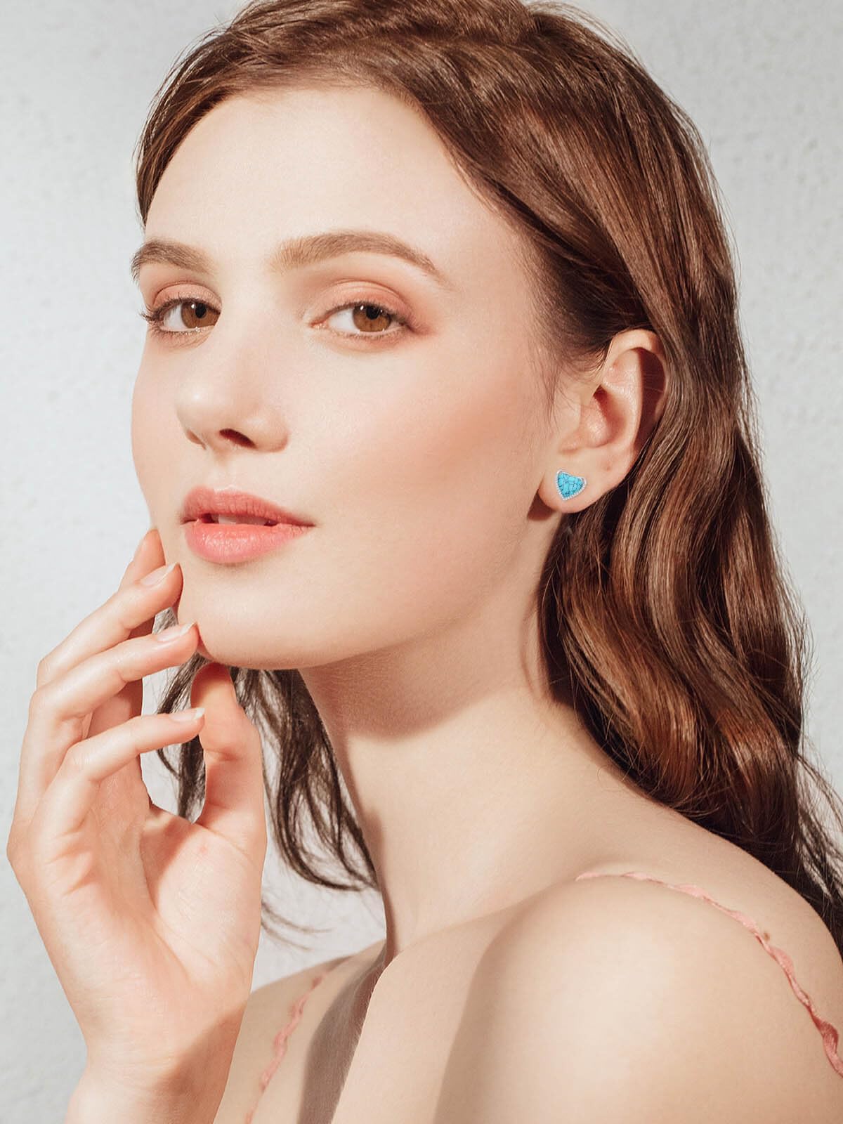 WINNICACA Heart Stud Earrings for Women Turquoise Earrings 925 Sterling Silver Jewelry Hypoallergenic Gift for Sensitive Ears Birthday Mothers Day Gifts for Women Mom Wife