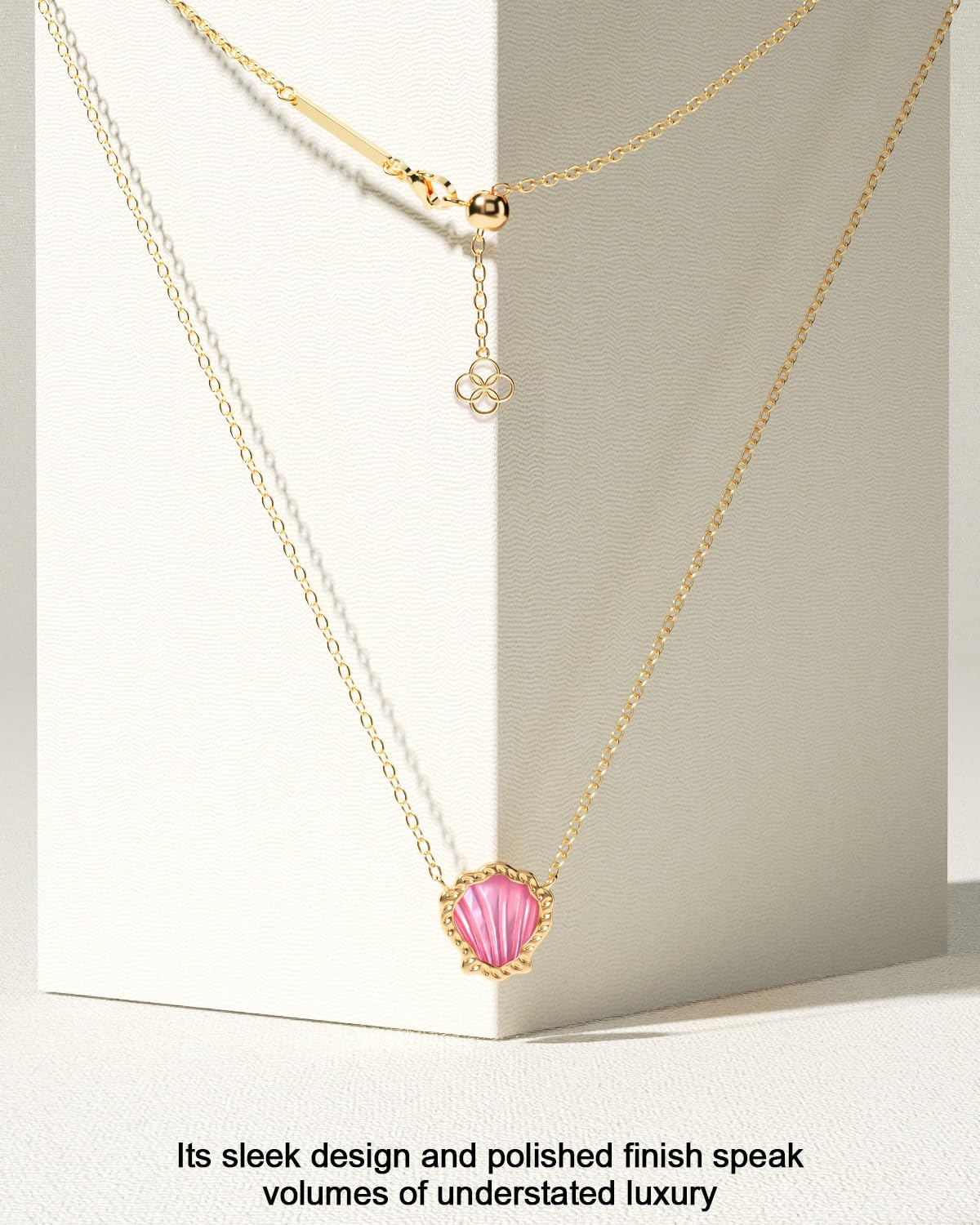 AICase 18K Gold Plated Pendant Necklace for Women,Shell Ivory Mother Of Pearl Fashion Dainty Jewelry,Anniversary Birthday Gifts for Women/MoM/Sister/Friends/Her/Wife/Grandma/Coworker_Hot Pink