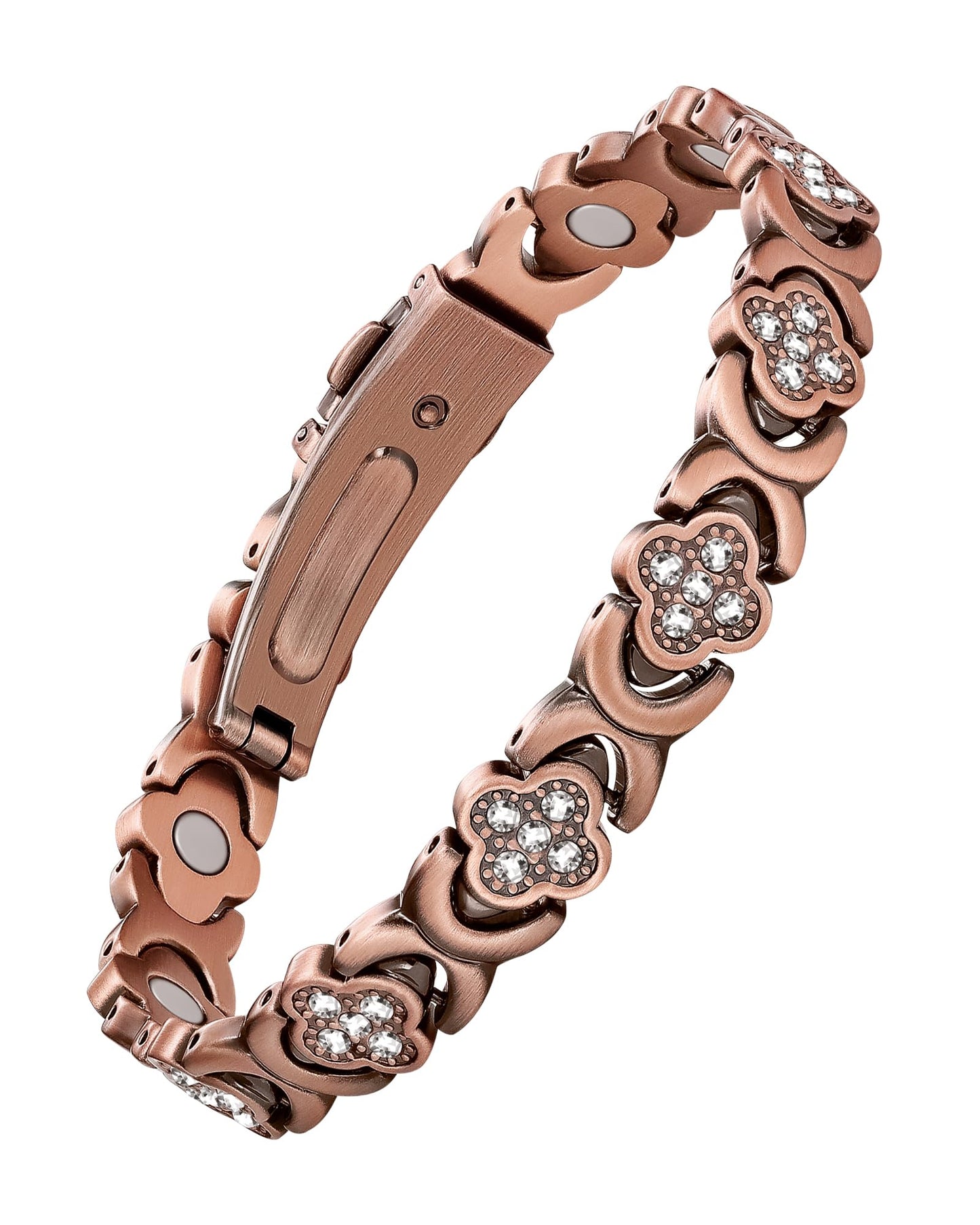 Jecanori Pure Copper Bracelet for Women, Ultra Strength Magnetic Therapy Bracelets with 3800 Gauss Magnets，Four-leaf clover jewelry