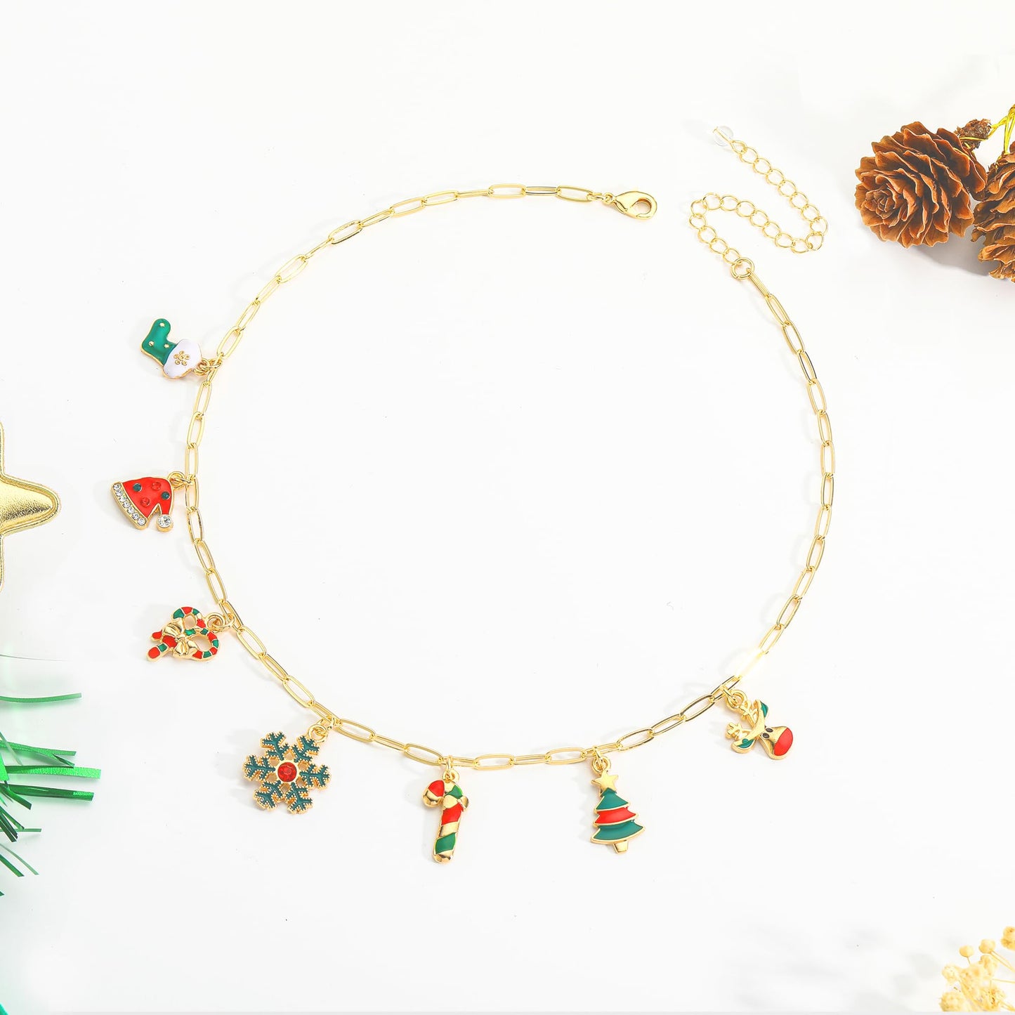 Lydow Christmas Necklaces Jewelry Gifts for Women, Charm Snowflake Accessories Christmas Tree Snowman Jingle Bell Reindeer Winter Xmas Party Holiday