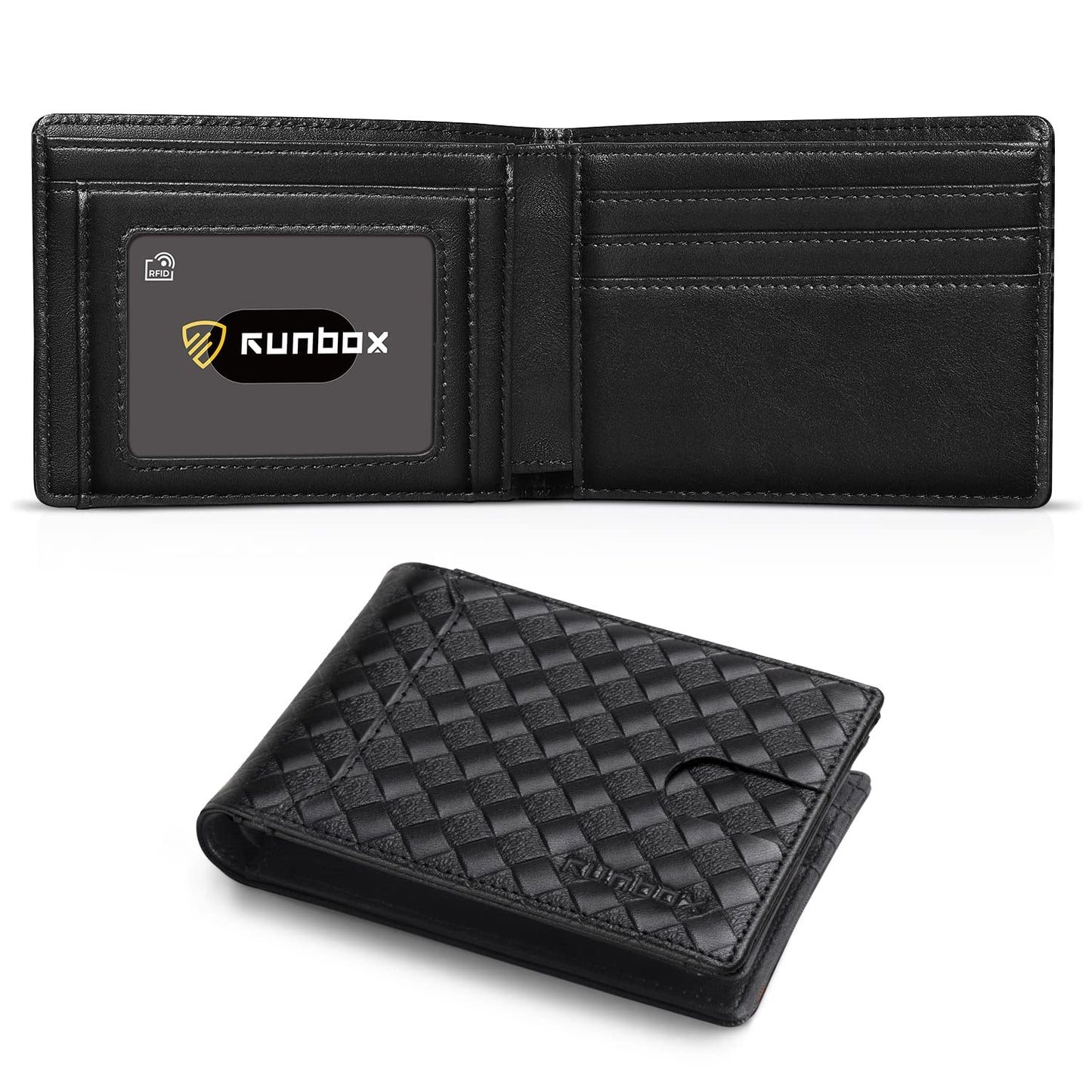 RUNBOX Wallet for Men Slim 11 Credit Card Holder Slots Leather RFID Blocking Small Thin Men's Wallet Bifold Minimalist Front Pocket Large Capacity Gift Box