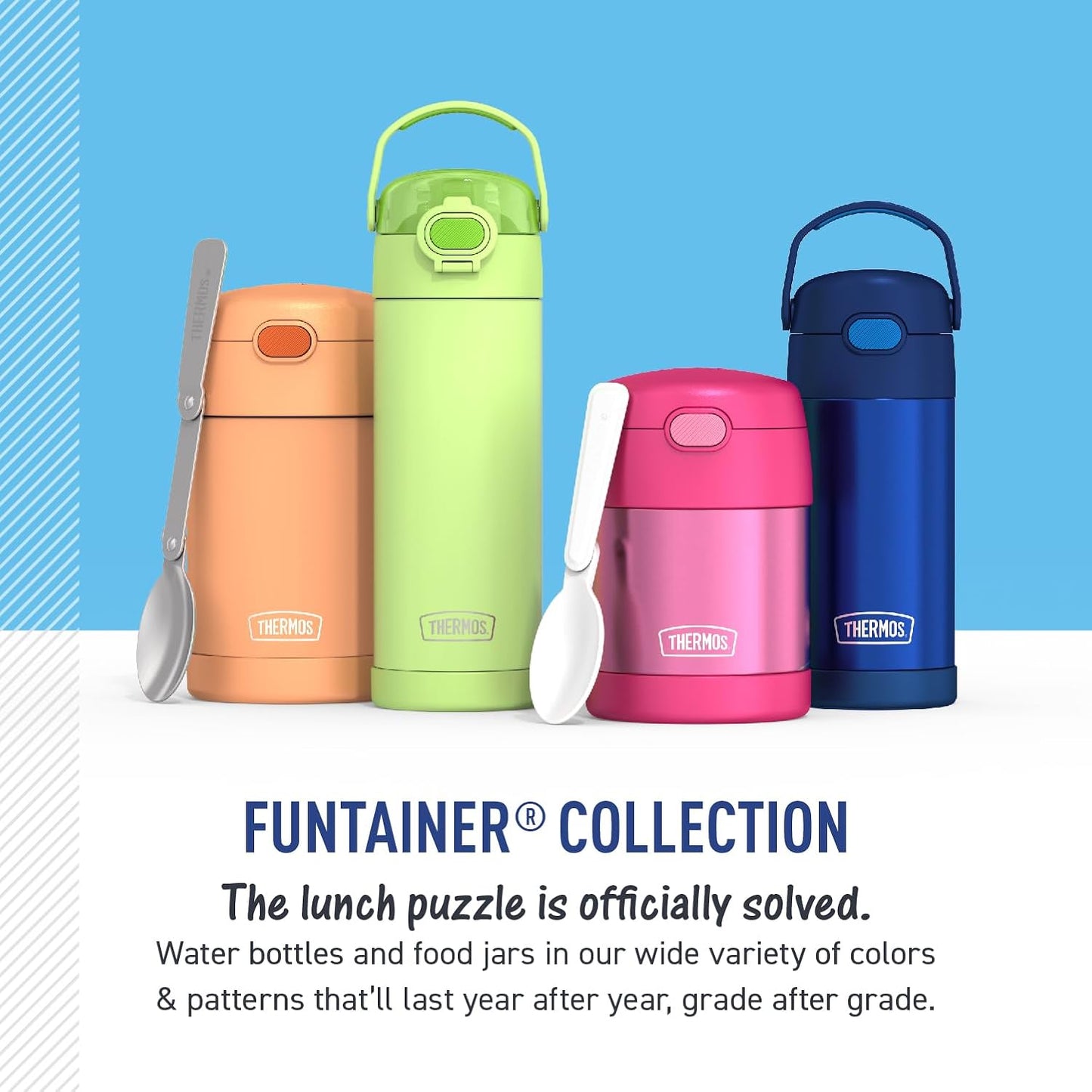 THERMOS FUNTAINER Water Bottle - 12 Ounce Stainless Steel Insulated Bottle with Straw | Princess Design