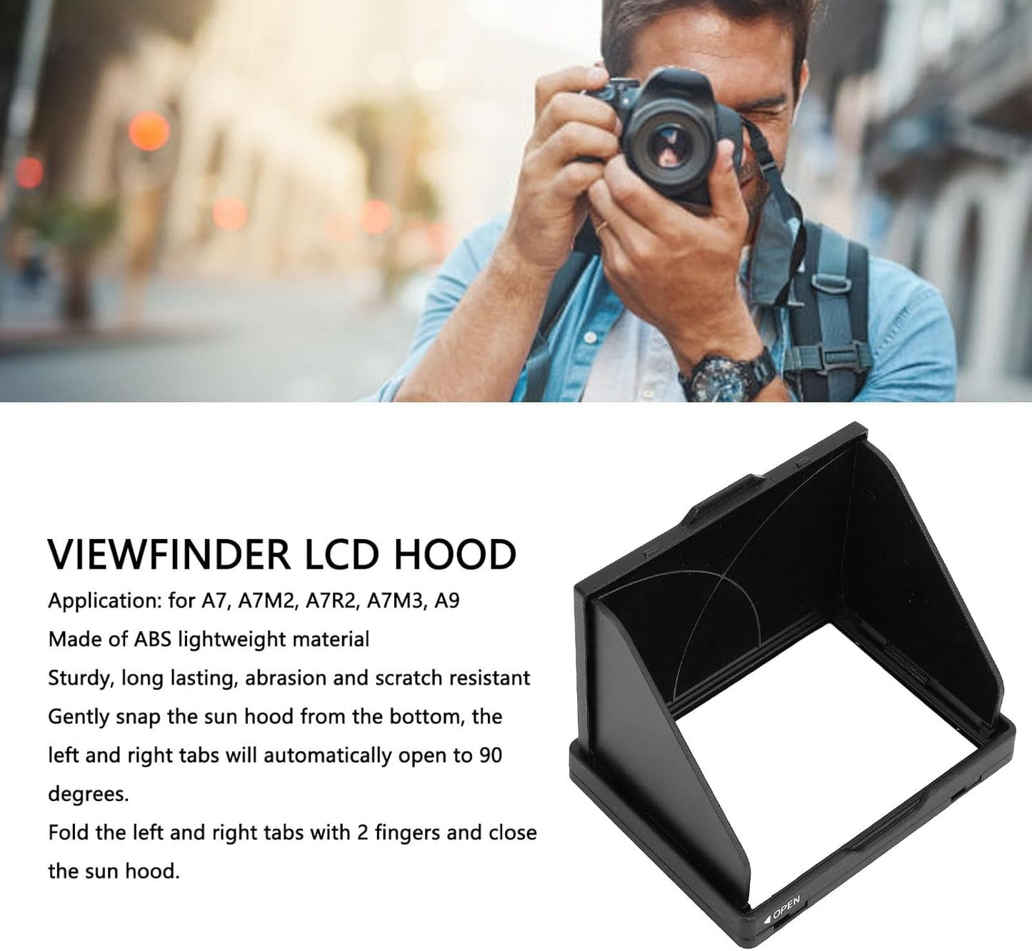 Yunir Sunhood,3 Inch A7 A7M2 A7R2 A7M3 A9 Camera Sun Hood,Sun Shade LCD Screen ABS Folding Camera LCD Viewfinder Screen