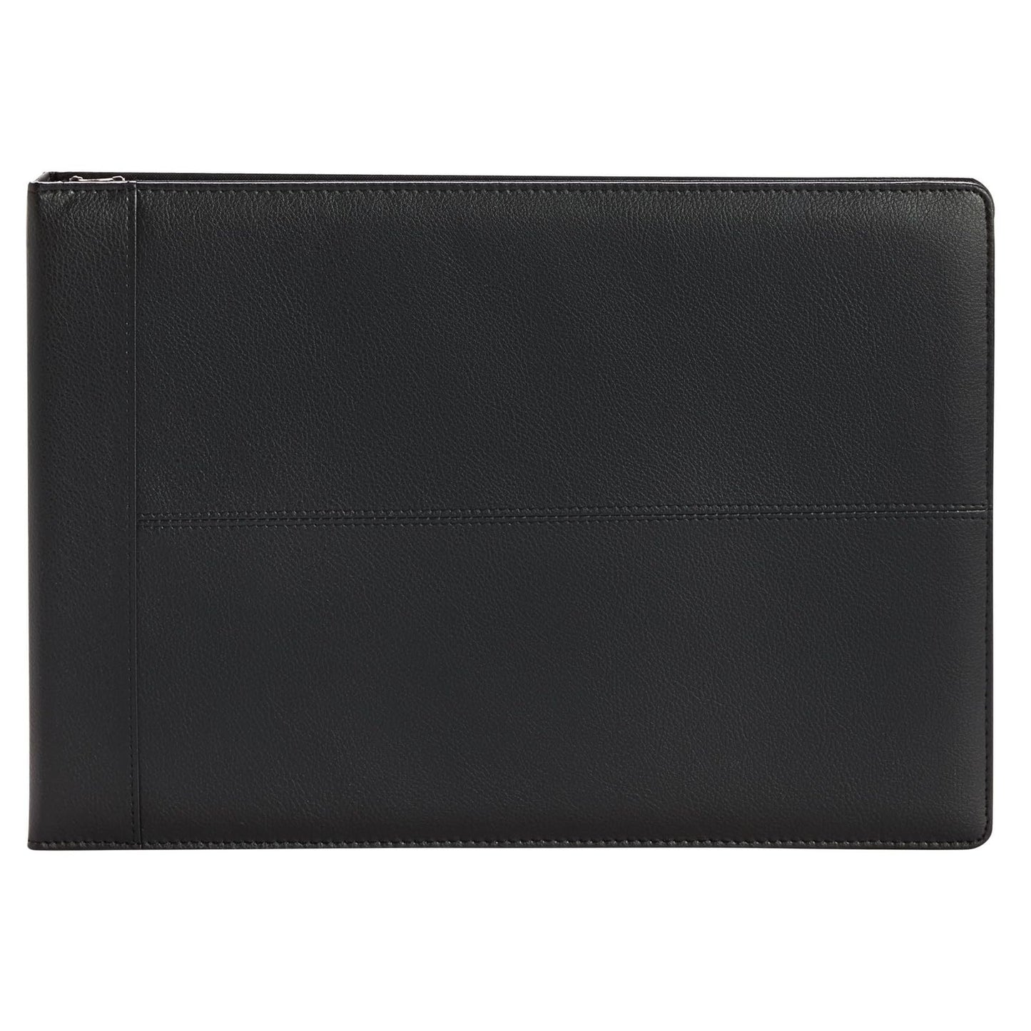 Juvale Check Binder - Black Faux Leather, 7-Ring, 14 x 10 in, Fits 600 Checks - Business Checkbook Binder & Cover with Pen Loop, Checkbook Holder & Organizer for Personal & Corporate Use