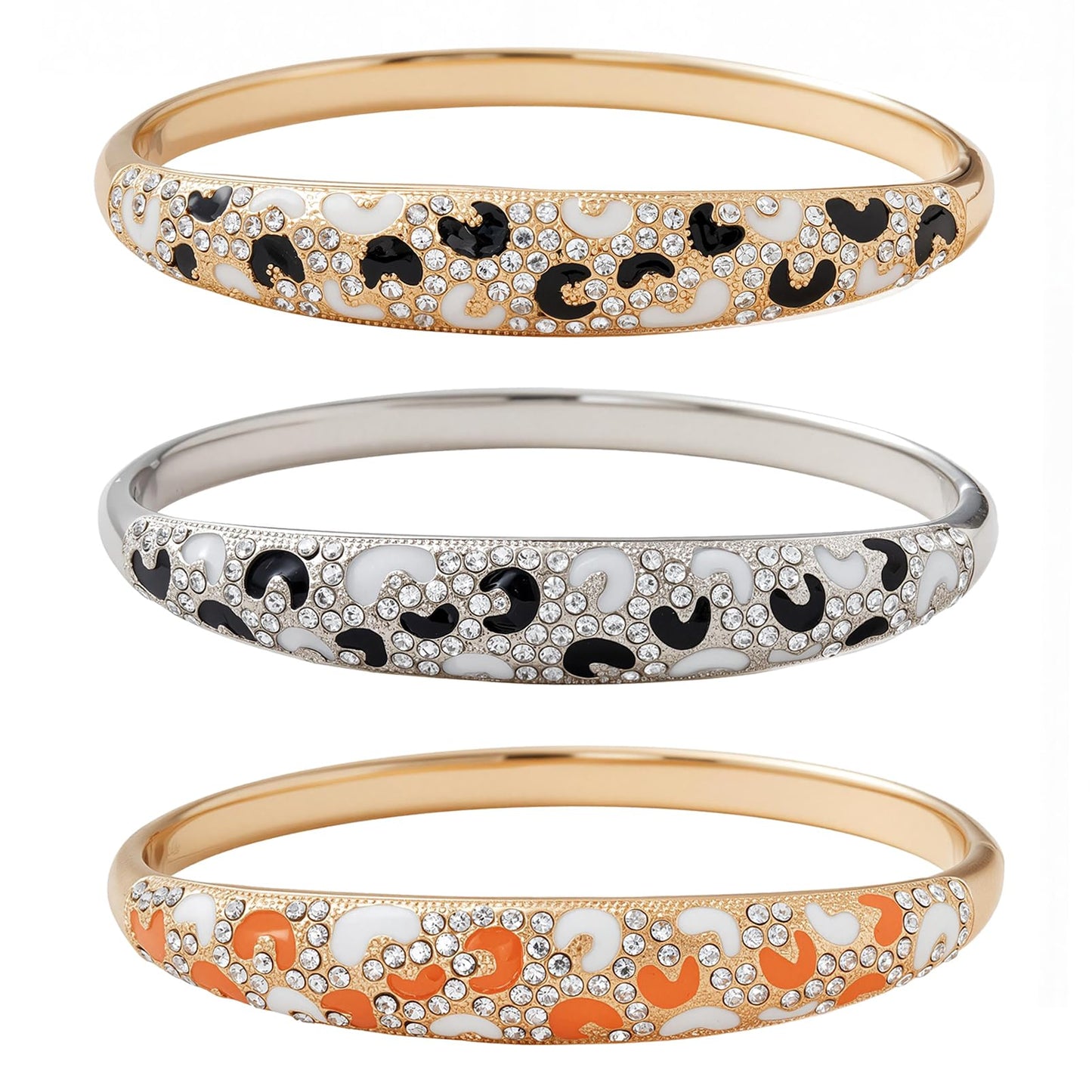 FIVESWEET Trendy Cloisonne Bangle Bracelets Set for Women, Enamel Craft Jewelry-Floral Element , Retro Fashion Palace Style, Zinc Alloy with Rhinestones, 2.4Inch Diameter Fits Most Adults, Perfect Jewelry Gift Idea for Her, Girlfriend, Wife, Mom, Sister,