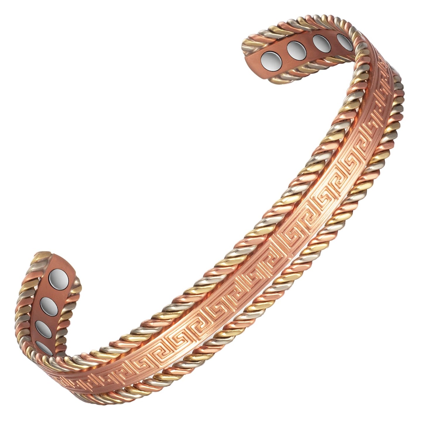 EnerMagiX Copper Bracelets for Men Women for Arthritis,6.69in Pure Copper Adjustable Retro Fashion Magnetic Bracelet, Magnetic Jewelry Present(2047)