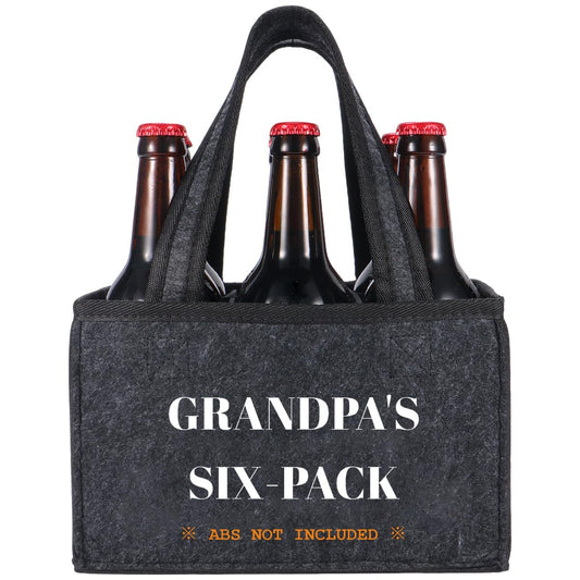 Funny Gifts for Grandpa, Grandpa Beer Carrier Felt Bottle Tote, Father’s Day Birthday Gift for Dad, Reusable Drink Caddy for Camping, BBQ, Picnic, and Party