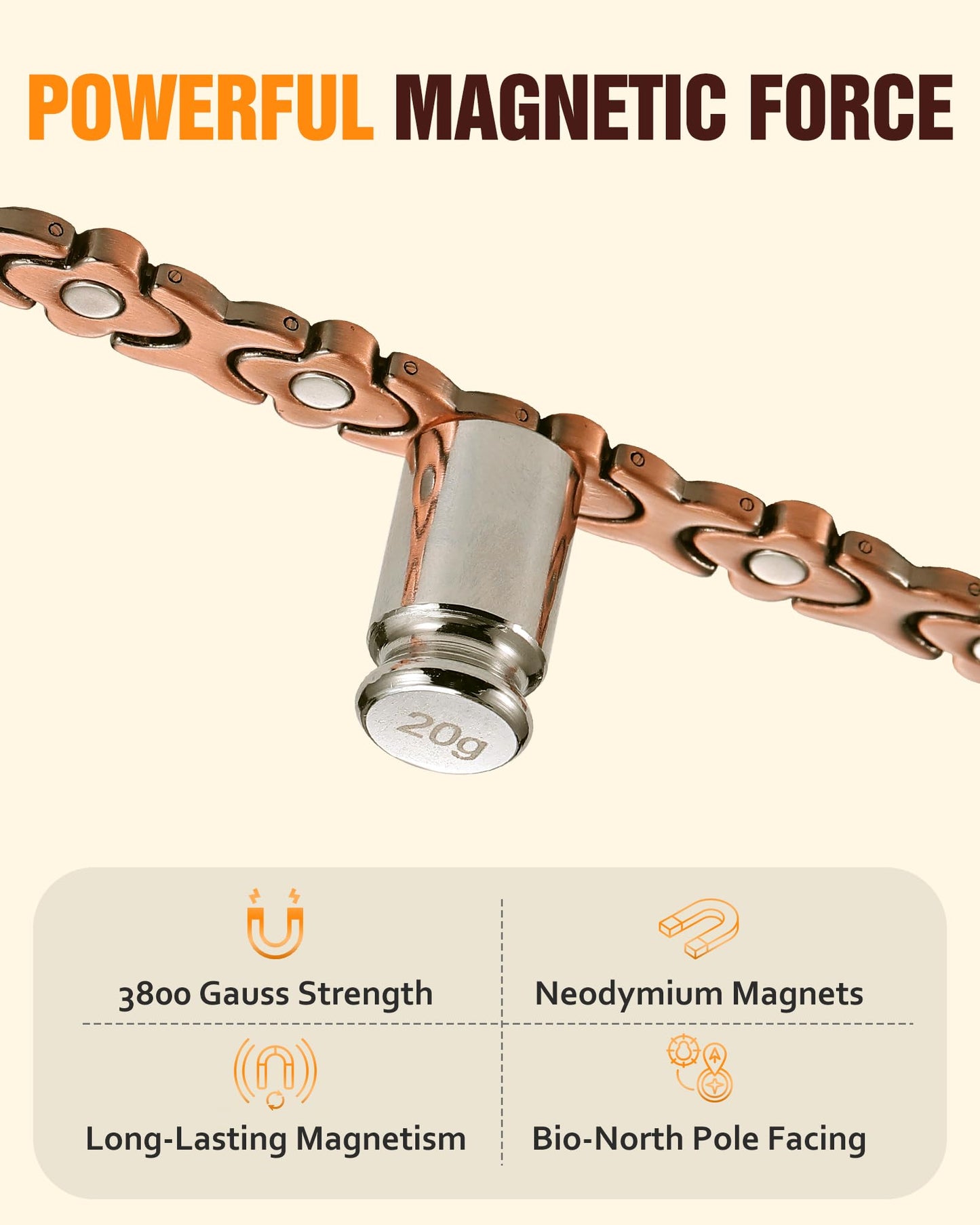 Jecanori Pure Copper Bracelet for Women, Ultra Strength Magnetic Therapy Bracelets with 3800 Gauss Magnets，Four-leaf clover jewelry