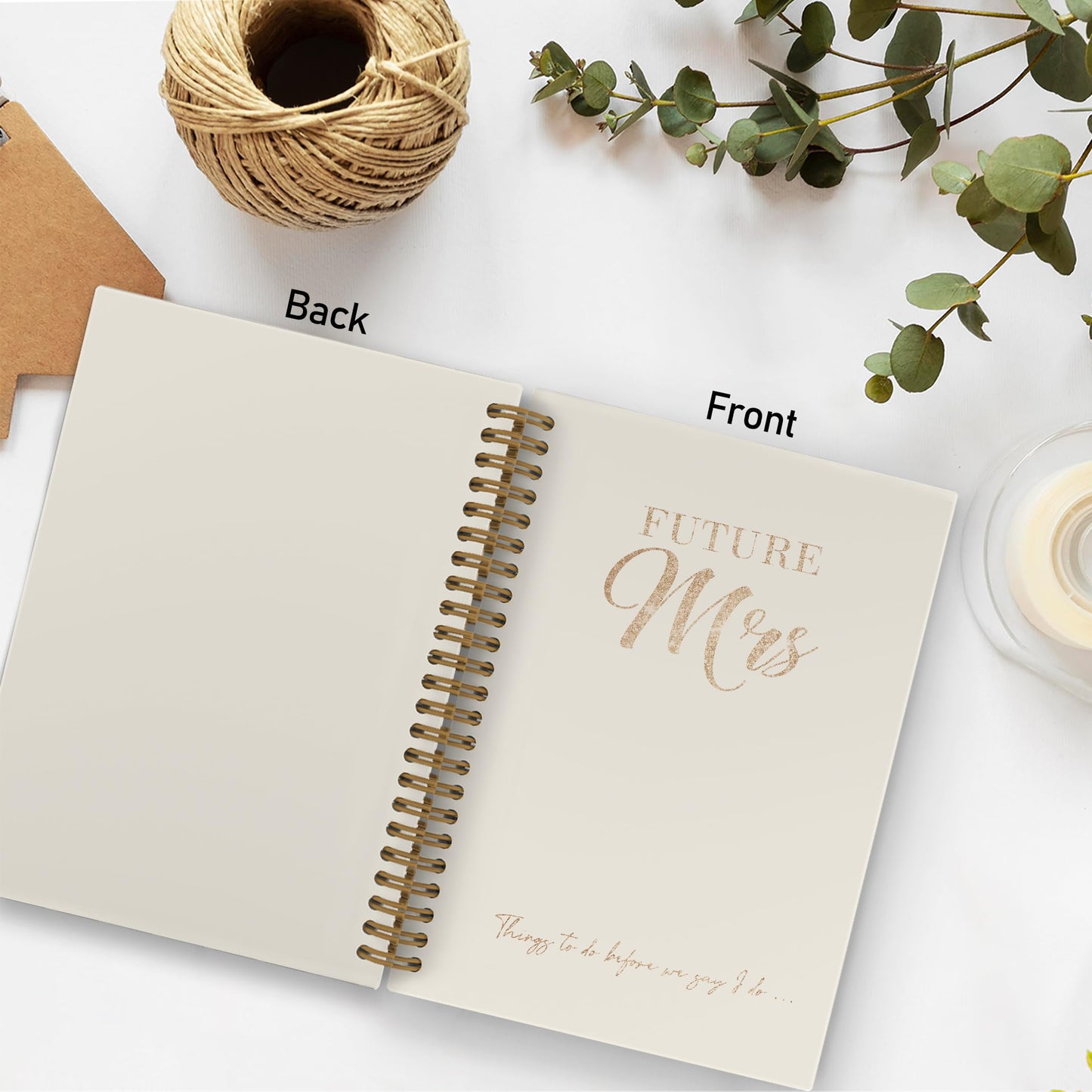 QLMX Gold Future Mrs Wedding Spiral Notebook, Engagement Bride Gifts Journal Notebook, Wedding Gift Notebooks, Engagement Bridal Office Supplies Gifts for Women, 5.5x8.3 Inch