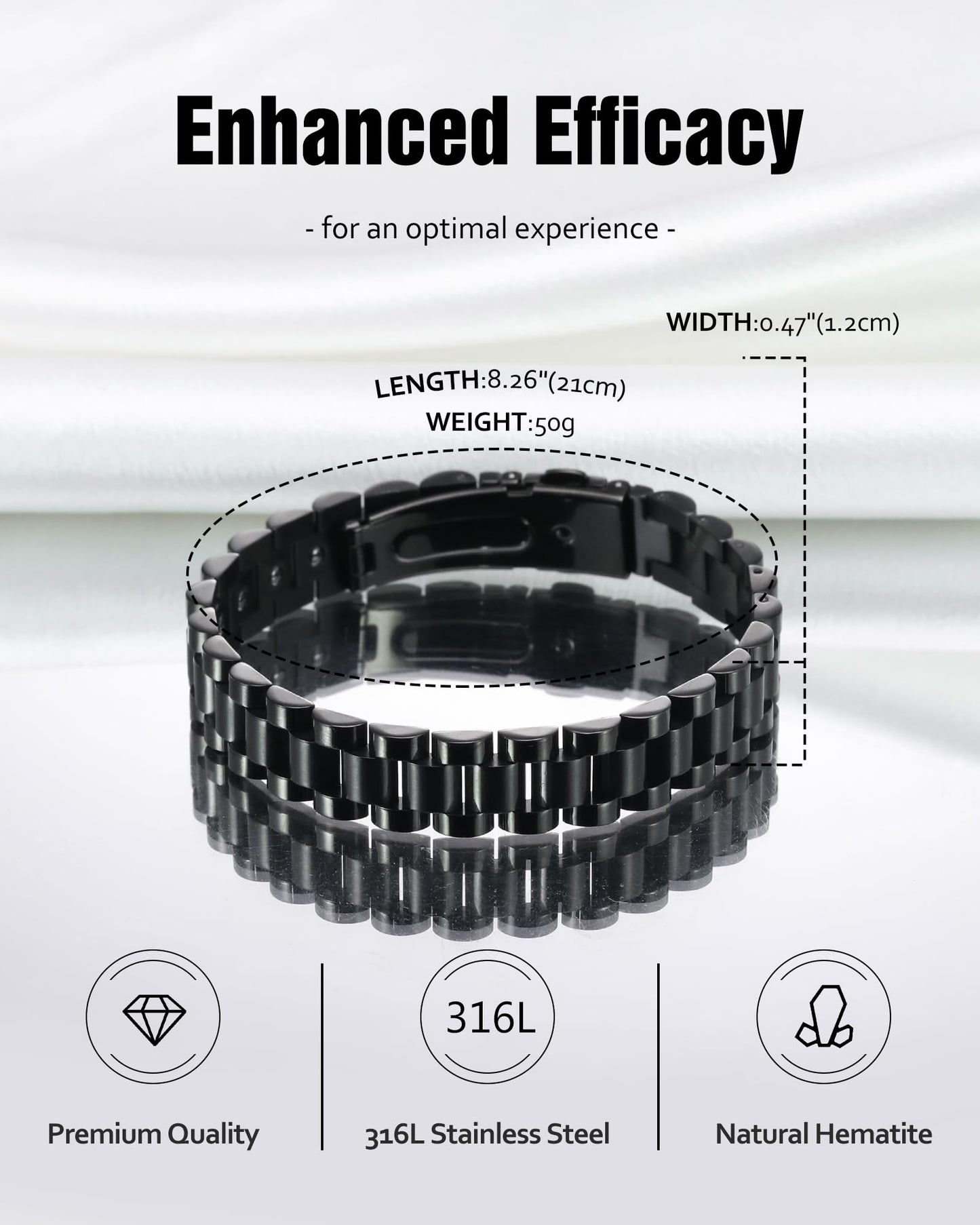 Jecanori Ultra Strength Magnetic Bracelets for Men - Men's Hematite Bracelet, Jewellry Gift with Sizing Tool for Perfect Fit