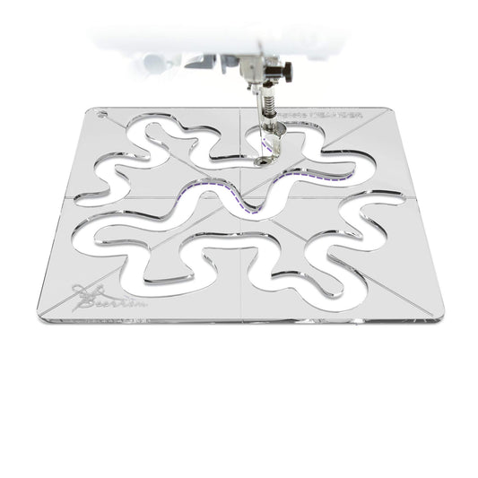 Meander Quilting Ruler Template for Sewing Machine, 4mm Transparent Acrylic 8x8 inch, Edge-to-Edge Free Motion Quilting, Stippling & Patchwork, Beginner-Friendly