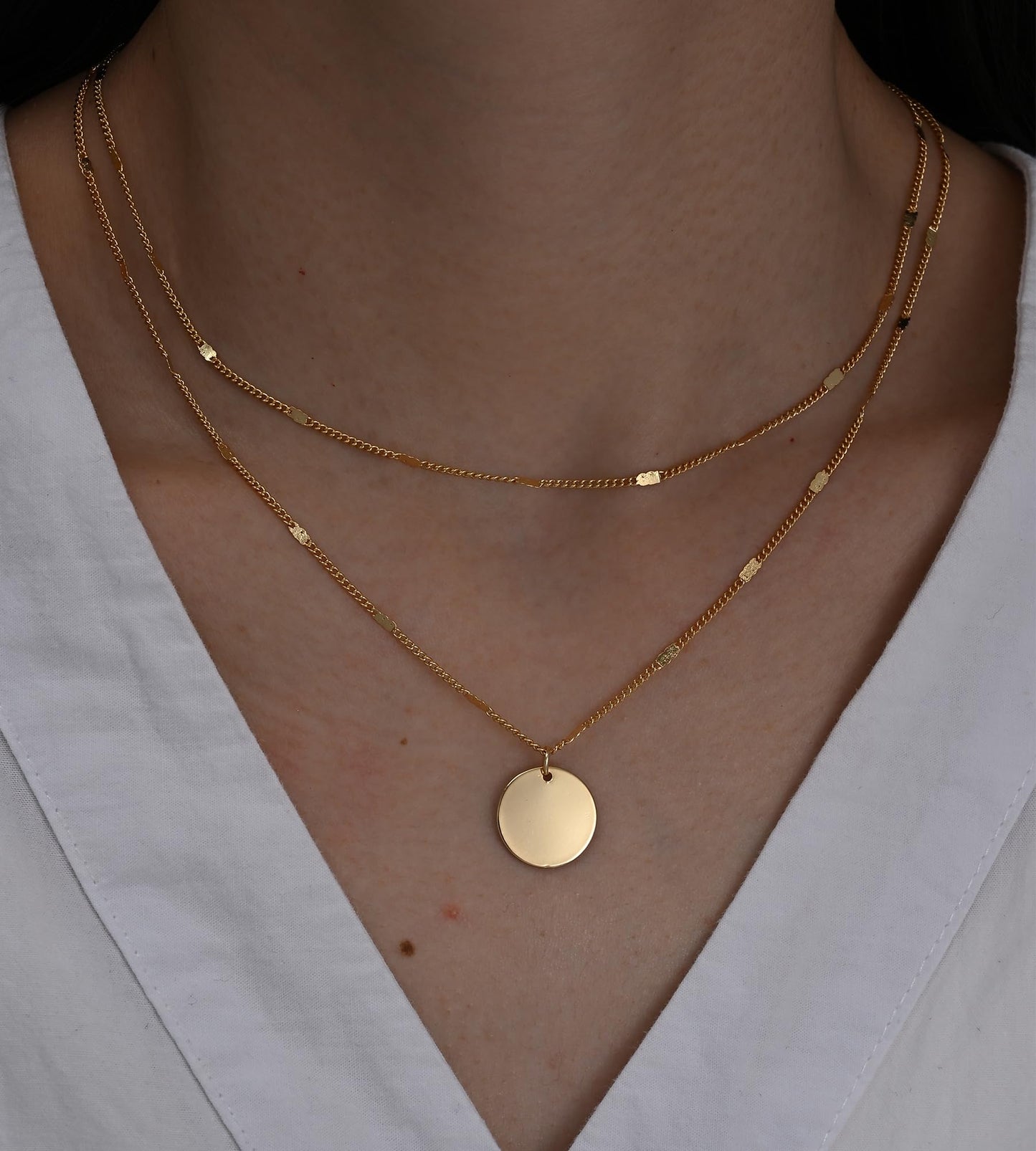 YEEZII Layered Gold Necklaces for Women Trendy, 3 Pcs 14K Gold Plated Choker Paperclip Box Chain Necklace, Stackable Women's Gold Pendant Necklaces Jewelry Set (Rose Gold-3 pcs)