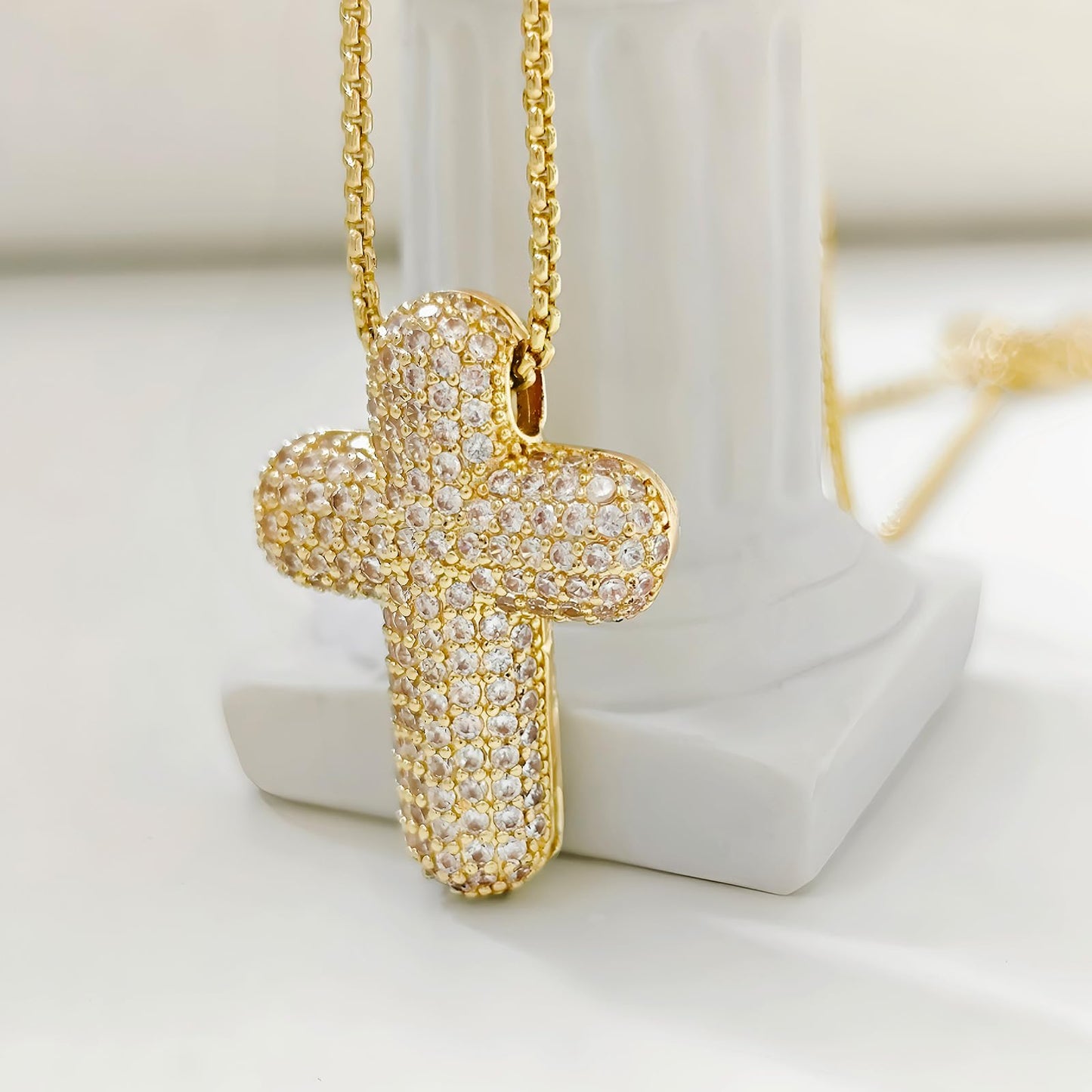 OGD Layered Gold Necklaces for Women 14k Gold Plated Cross Necklace for Women Stackable Stacked Stacking Dainty Gold Necklace Mariner Chain Necklace CZ Cross Pendant Necklaces Set Simple Jewelry Gift