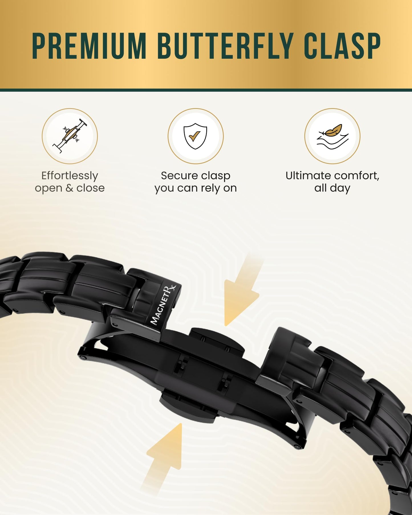 MagnetRX® Magnetic Bracelets for Women - EllipseMAX 5X Strength 5,000 Gauss Magnets - Designed in USA & PATENT PENDING - Premium Titanium Womens Magnetic Bracelet & Adjustable Length (Black)