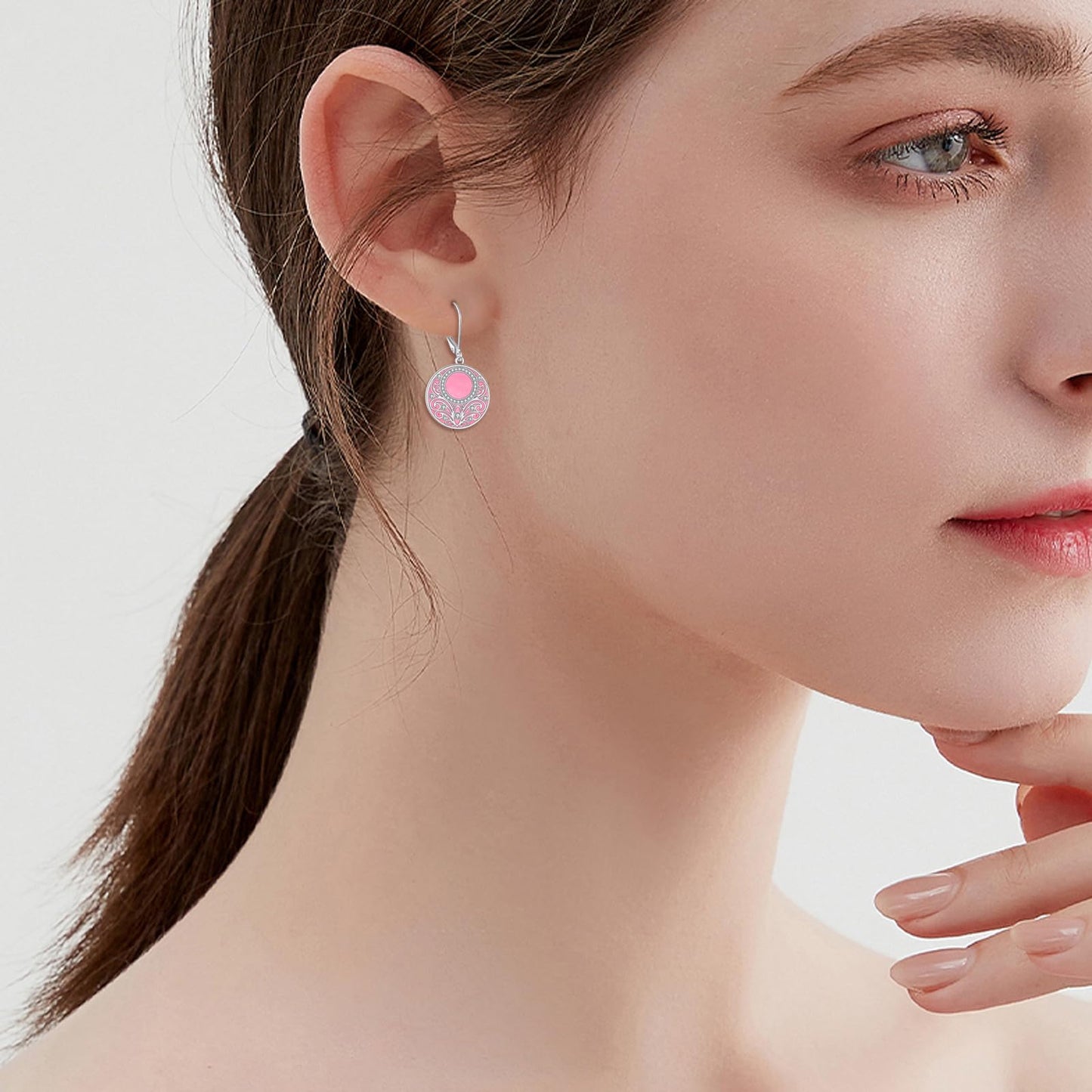 Hot Pink Earrings Sterling Silver Filigree Irish Celtic Pink Drop Earrings Jewelry Gifts For Women