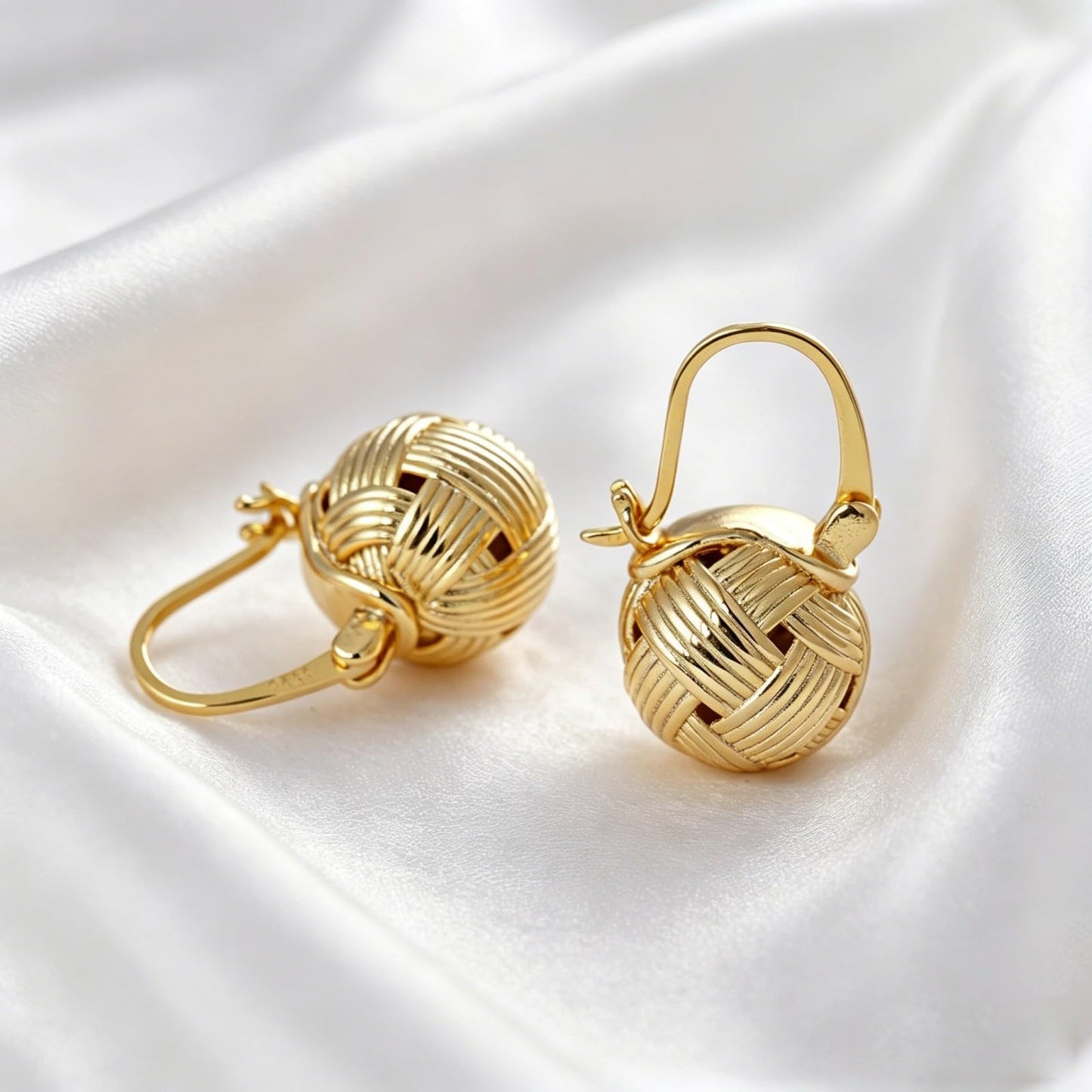 OwMell Elegant 925 Sterling Silver Pearl Drop Earrings Dangle Stud Silver Plated Earrings for Women Large Size 12mm - Weave Gold