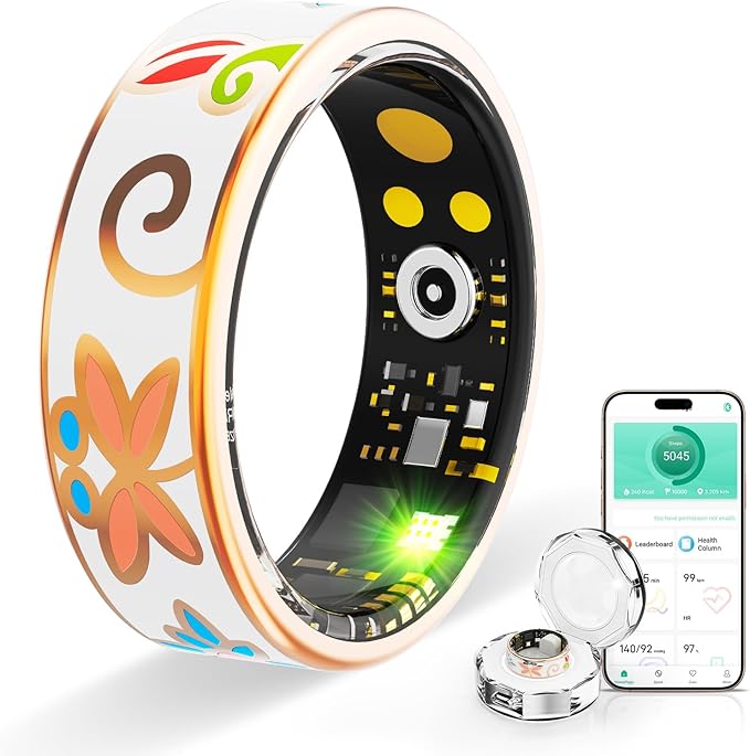 Smart Ring Health Tracker, for men and women, equipped with heart rate monitor, sleep tracker, 8 exercise modes, step counter, 5-7 days battery life, no subscription fee, IP68 waterproof R18 (9)