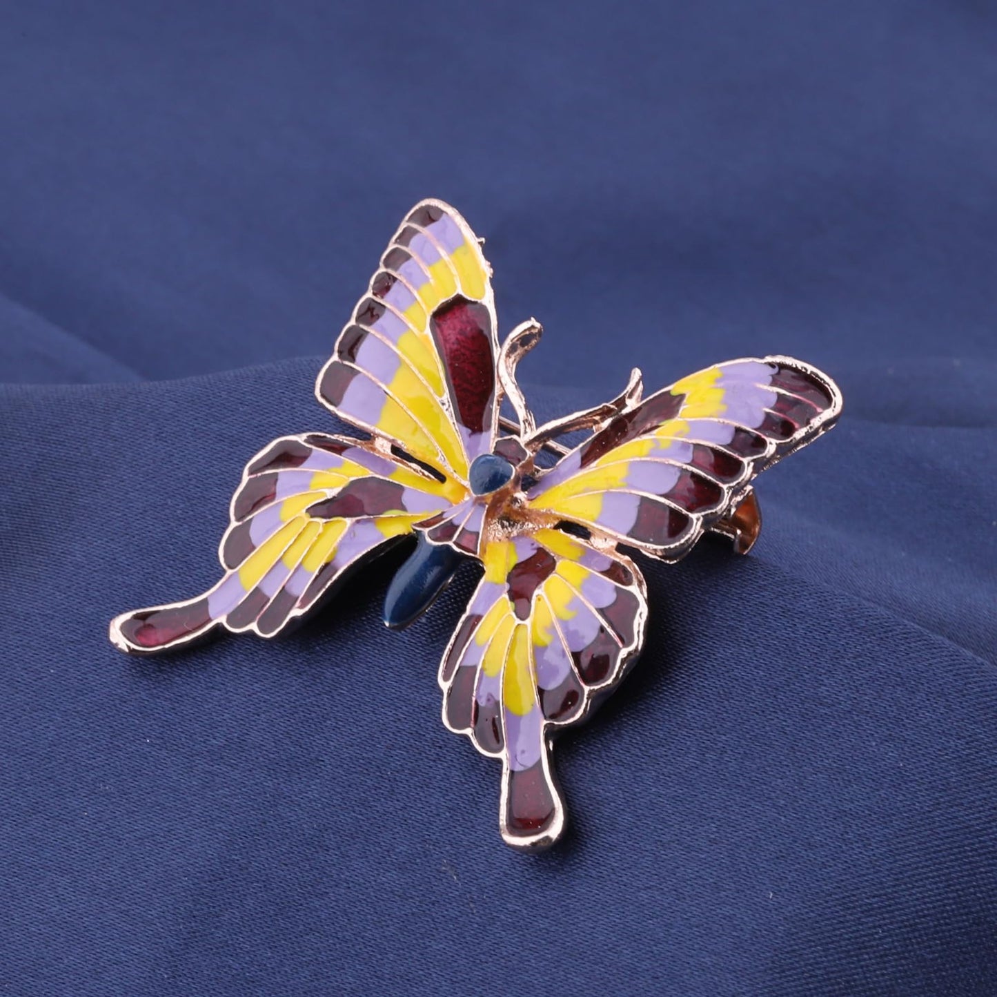 FEELMEM Crystal Rhinestone Butterfly Brooch Pin Blue Color Butterfly Brooches for For Women Wedding/Banquet/Birthday Party (yellow-3)