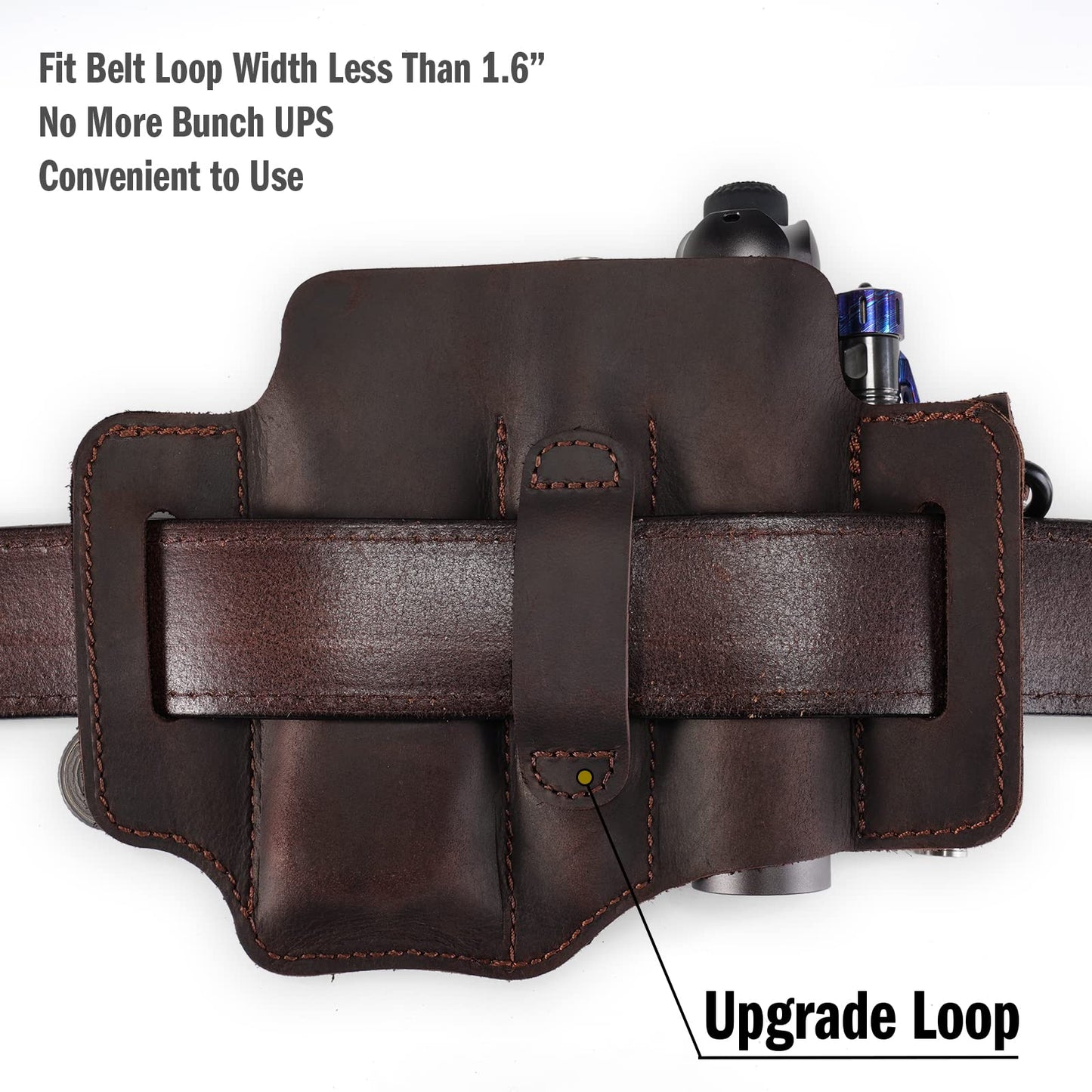 ST1 Leather Multitool Sheath - EDC Belt Organizer for Leatherman Tools, Flashlight, Pen, and Keychain Clip, Durable and Stylish, Great for Work and Daily Use, Ideal Gift for Men