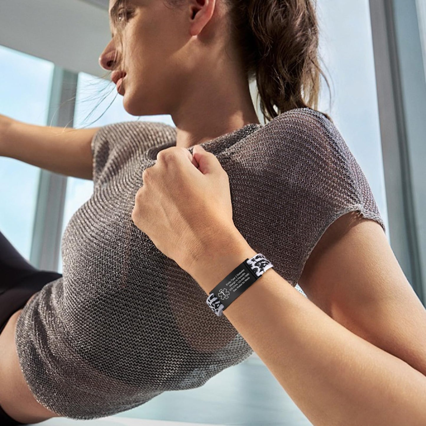 VNOX Medical Alert Bracelets for Men & Women with Free Engraving Adjustable Stainless Steel Mesh Emergency Medical ID Bracelets Wristband
