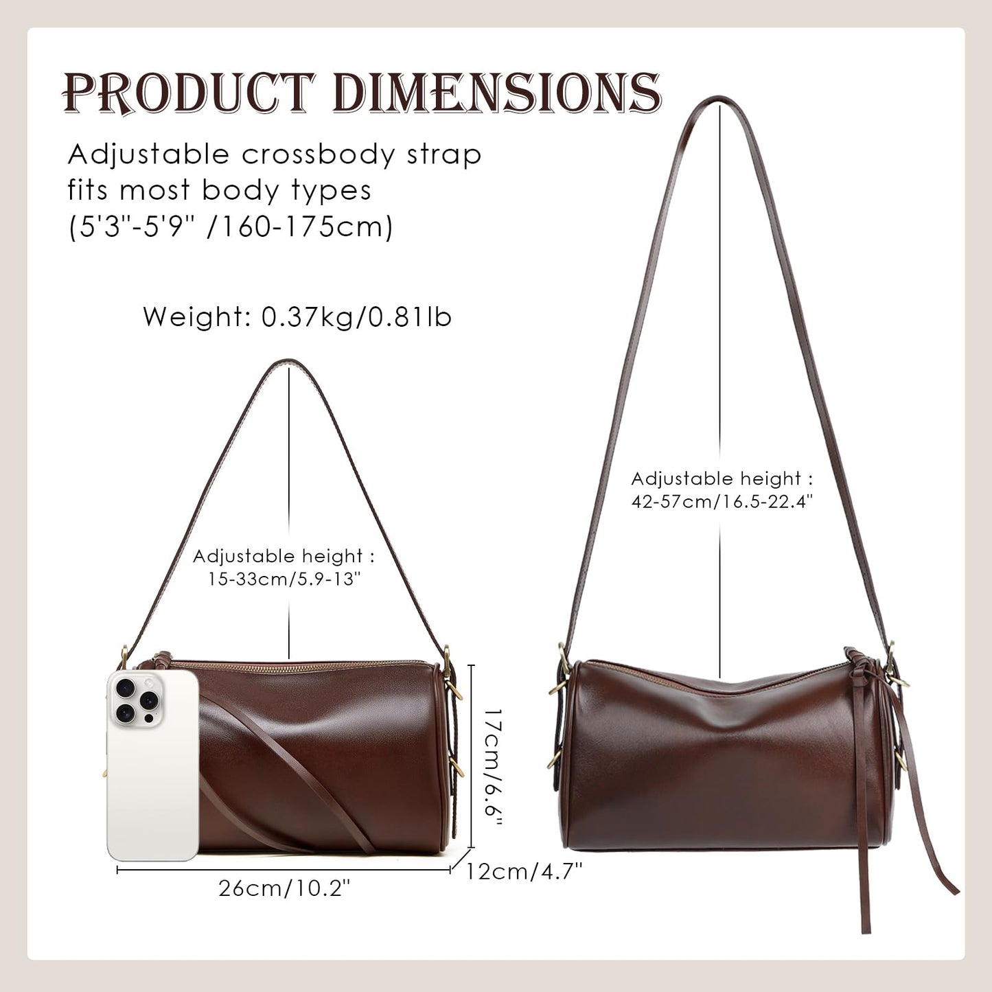 Leather Crossbody Bags for Women, Hobo Bags for Women Crossbody Purse with Adjustable Strap (Black)