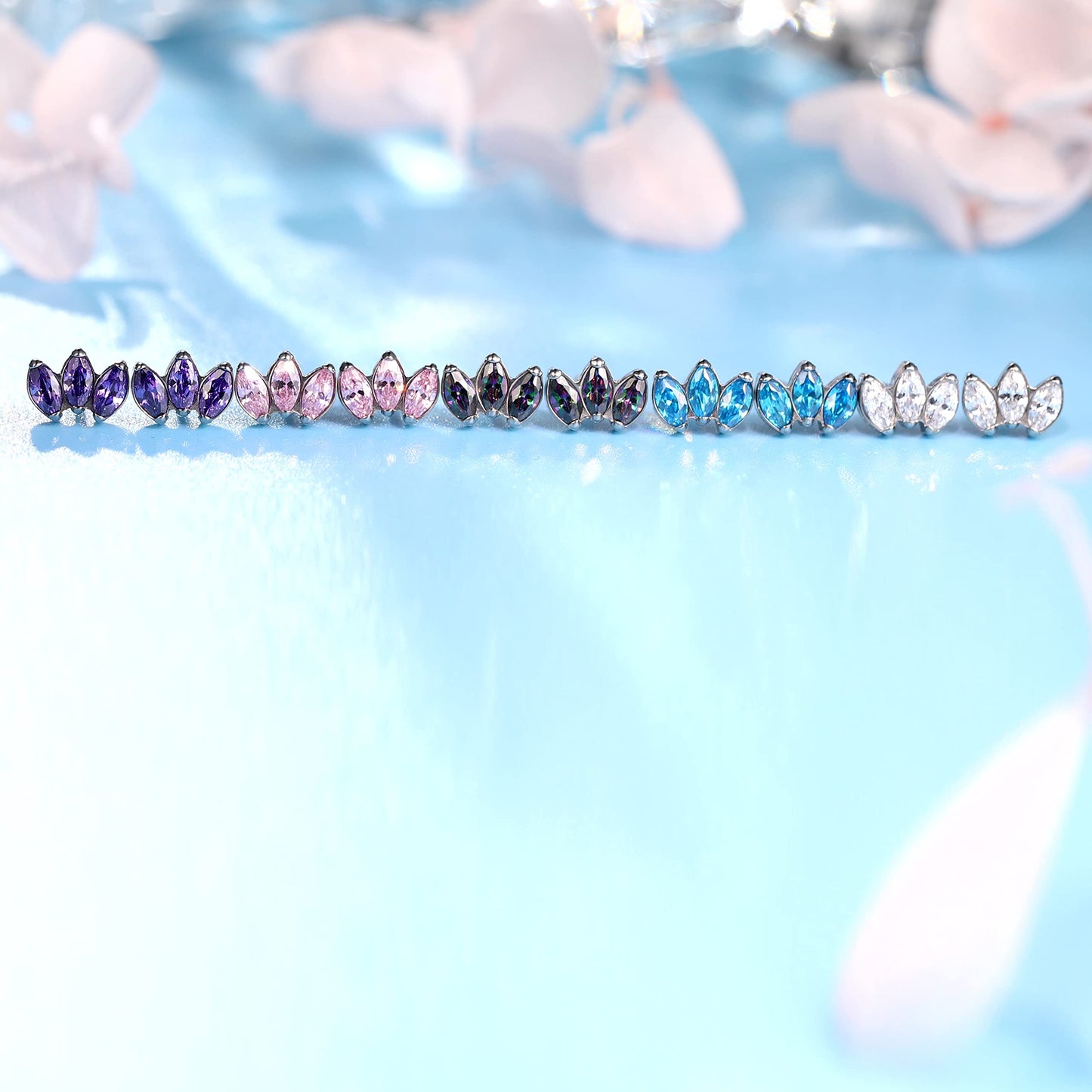 Limerencia Hypoallergenic G23 Pure Titanium Earrings | Crown Cubic Zirconia | F136 Implant Grade Piercing Studs| Suitable for Sensitive Ears Delicate Jewelry (Pink)