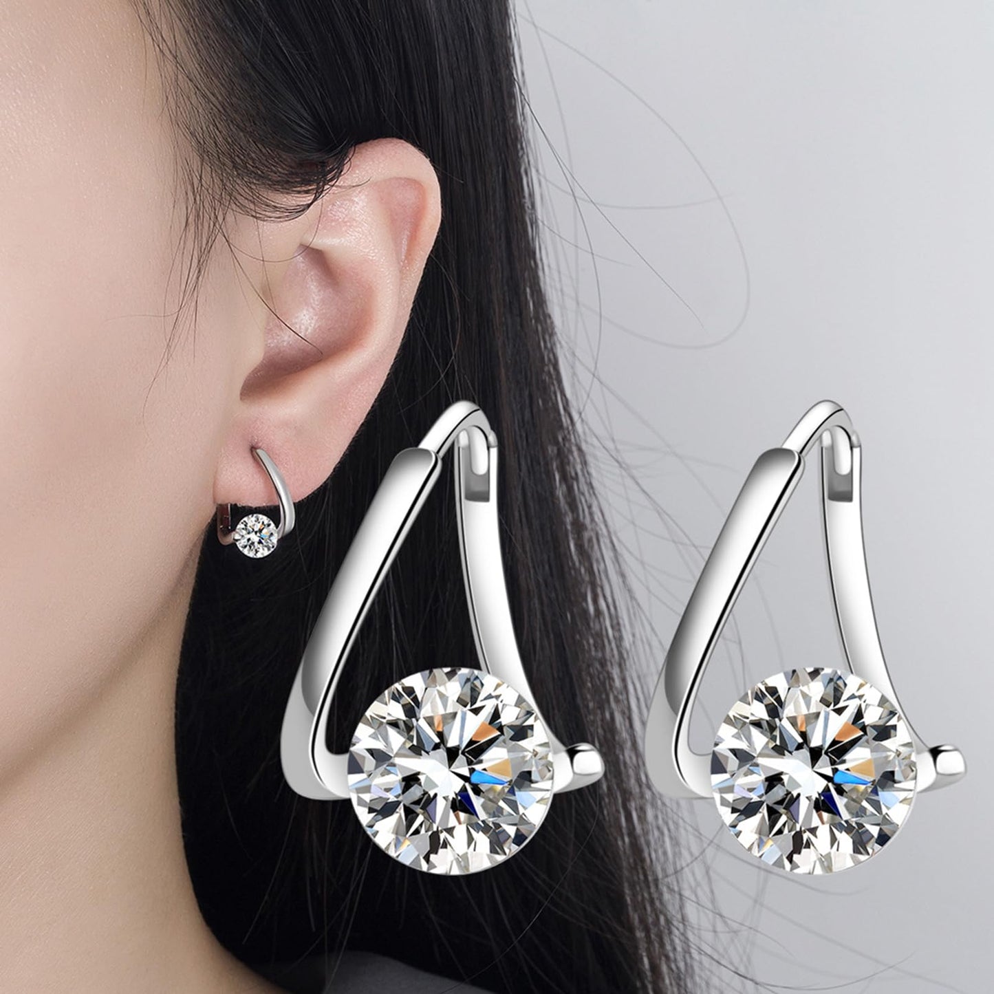 Histone Lymphvity Slimming Earrings for Weight Loss Women 2 Pairs Flysmus Drainage Germanium Earrings Minimalist CZ Hoop Earrings Charm Jewelry Gift (B)