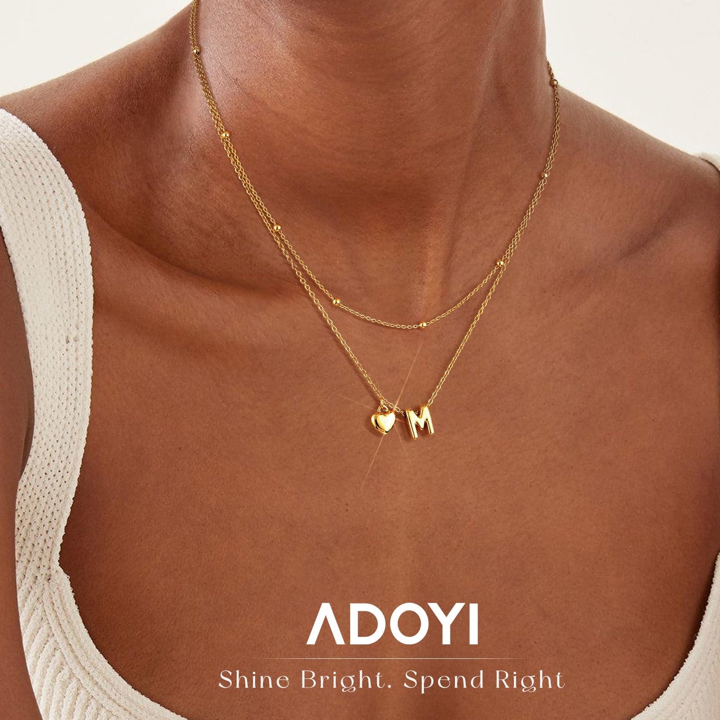 adoyi Gold Heart Initial Necklaces for Women Hers Dainty 14K Gold Plated Heart Initial Necklaces Layered Letter Y Pendant Necklace Stack Birthday Valentines Gifts for Women Jewelry