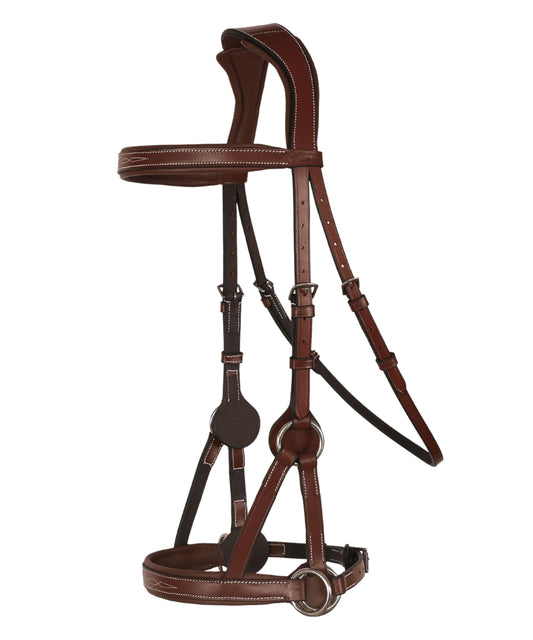 Exion ‘Astra’ Sidepull Bitless Bridle for Horses – Fancy Stitched Padded Leather with Anti-Pressure Crown, Rubber Reins, Stainless Hardware – Black, Brown, Oak | Cob, Full, Oversize, Pony