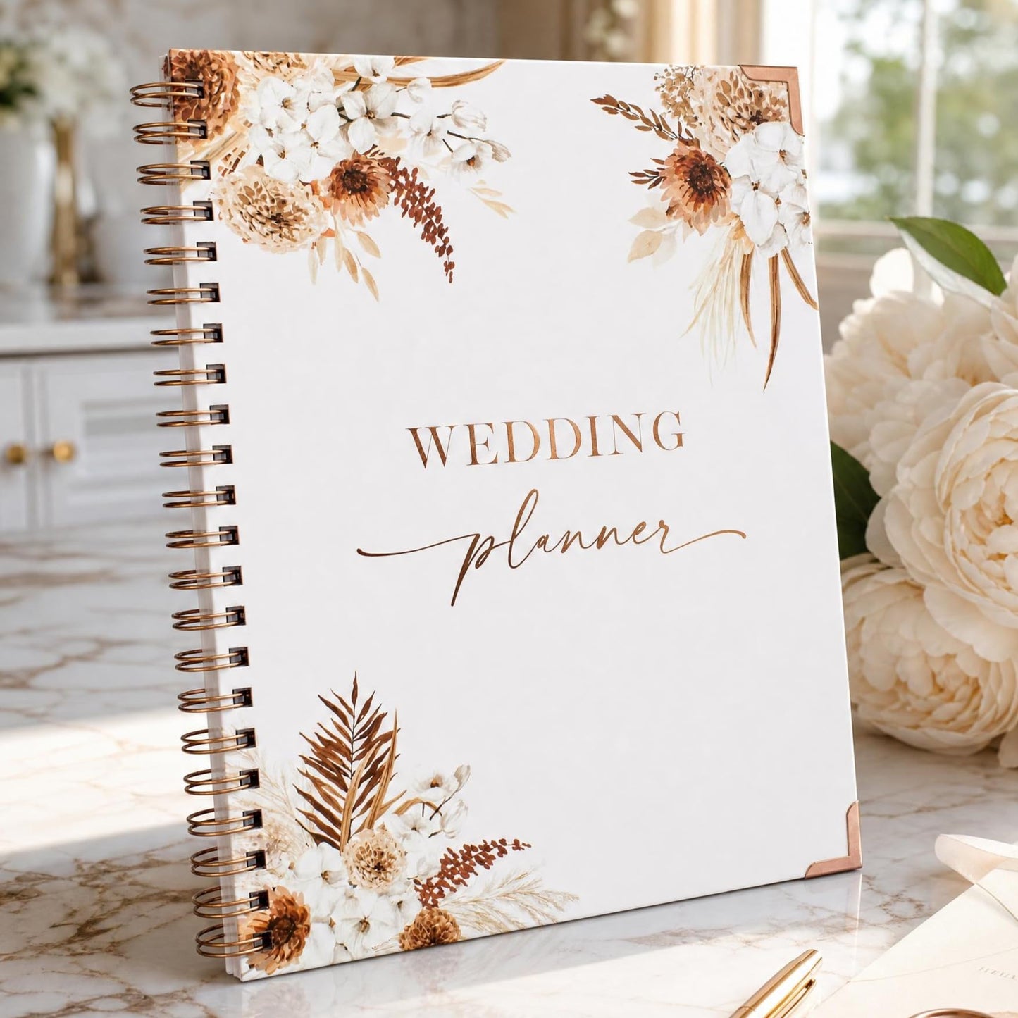 Beautiful Boho Wedding Planner Book and Organizer - Enhance Excitement and Makes Your Countdown Planning Easy - Unique Engagement Gift for Newly Engaged Couples, Future Brides and Grooms,9 X 11 inches