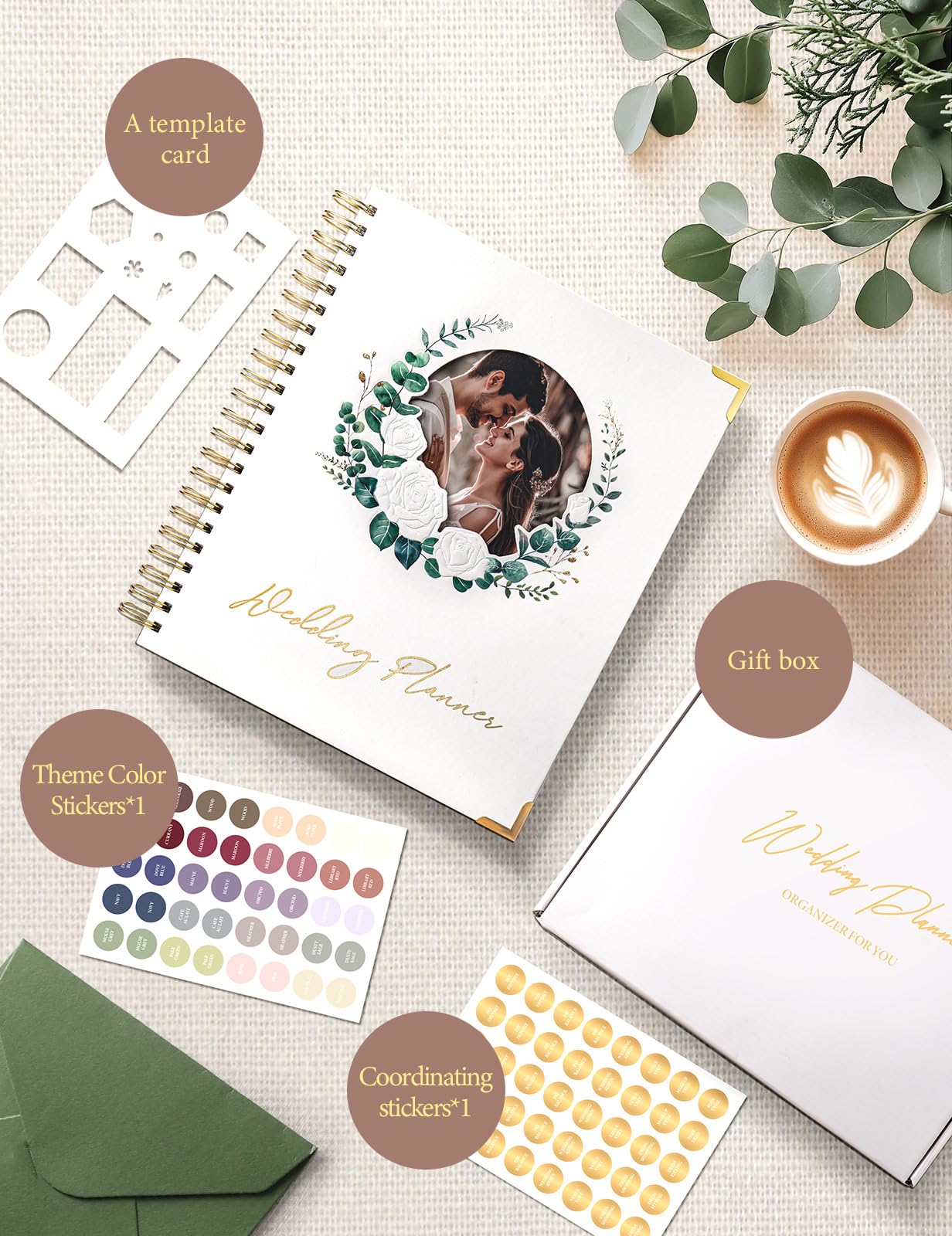 molekaus Wedding Planner Book And Organizer：Wedding Planner For Bride With Interchangeable Photo Cover & Embossed Design — Wedding Planner Bride to be Gifts, engagement gifts for couples 11.5*10.5in