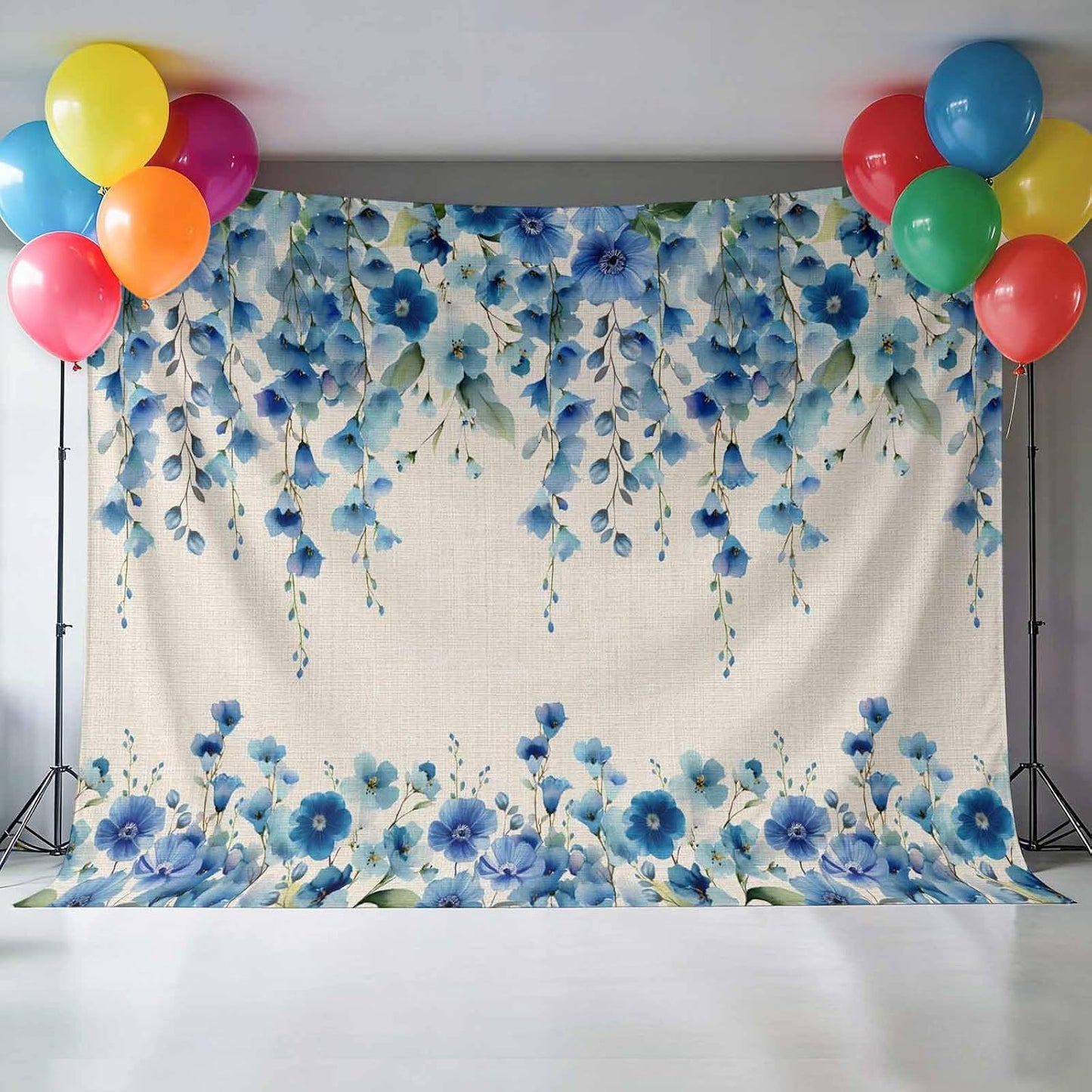 Znujuabbrel 12x8ft Props,Country Photography Backdrop,Retro Blue Flowers on Jam Professional Photo Backdrops