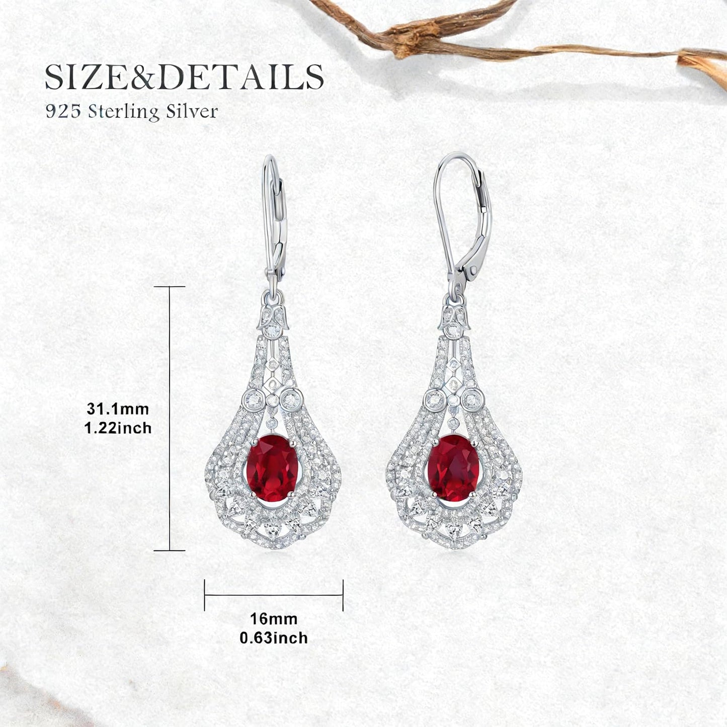 Lvoryance 1.5CT Genuine Garnet Earrings 925 Sterling Silver 6mm * 8mm Oval Cut Red Garnet Drop Earrings for Women