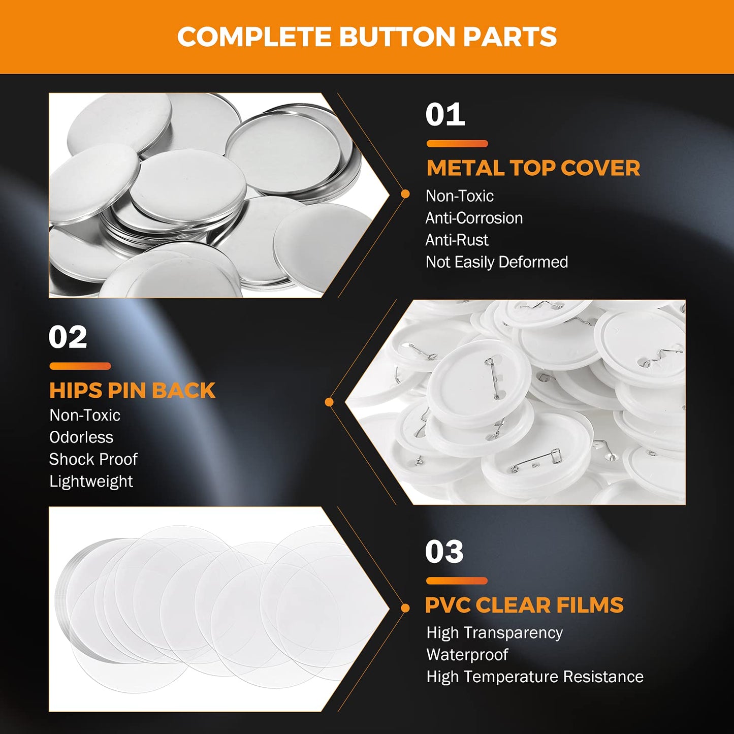 BEAMNOVA 32mm / 1.26 in (About 1-1/4 Inch) Button Maker Machine with 200 Sets of Button Supplies Blanks, Rotary Style, Complete Hand Press Pin Making Set, Round Paper Cutter, 200 Blank Paper Sheets
